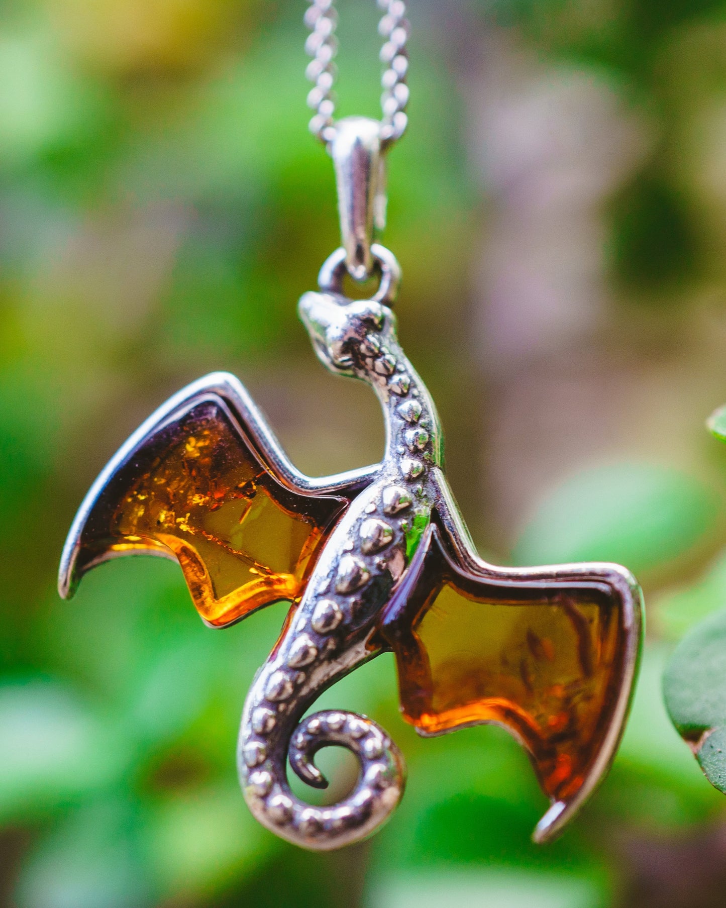 Amber Flying Dragon Pendant