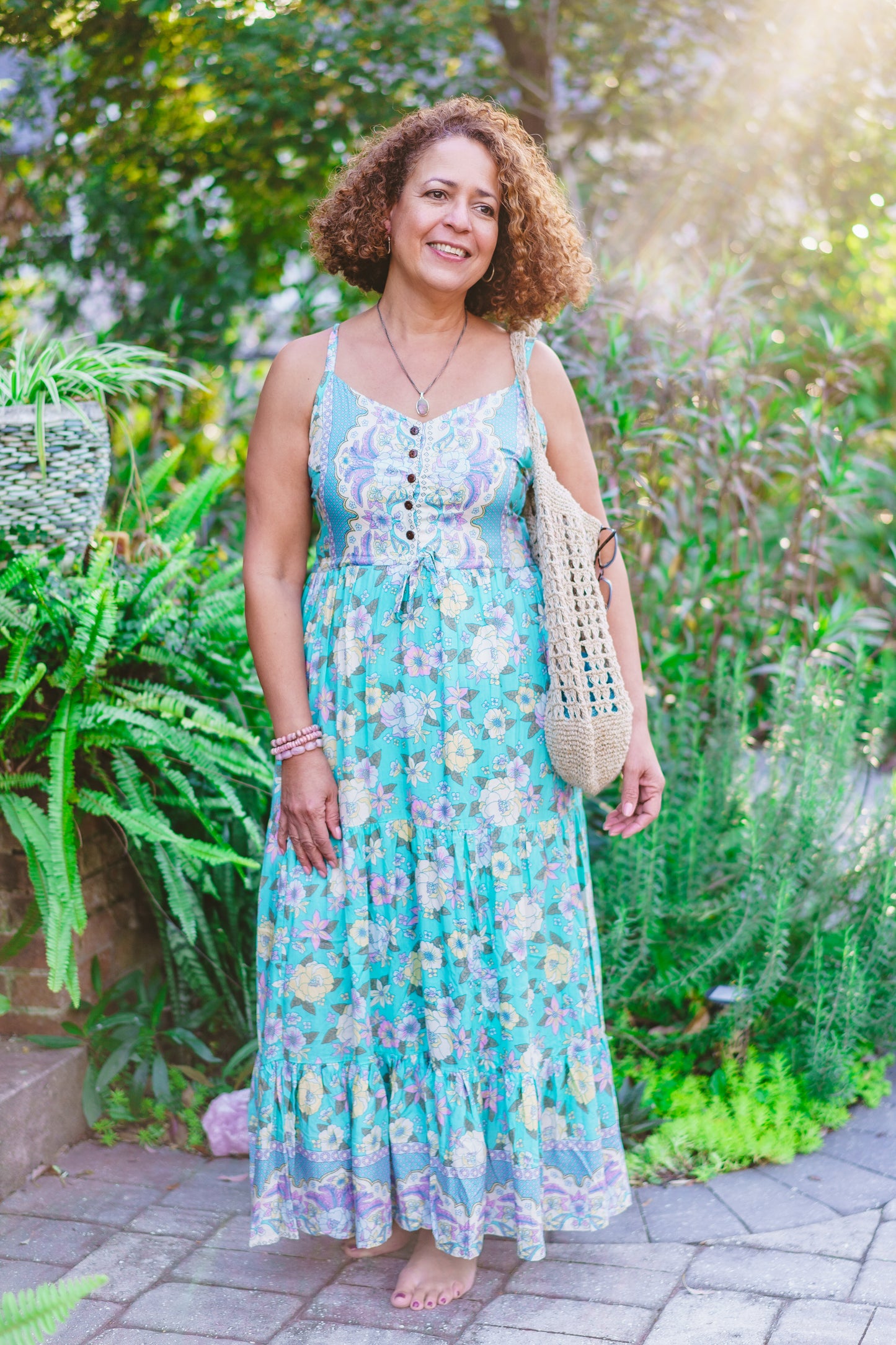 Floral Long Spaghetti Strap Dress