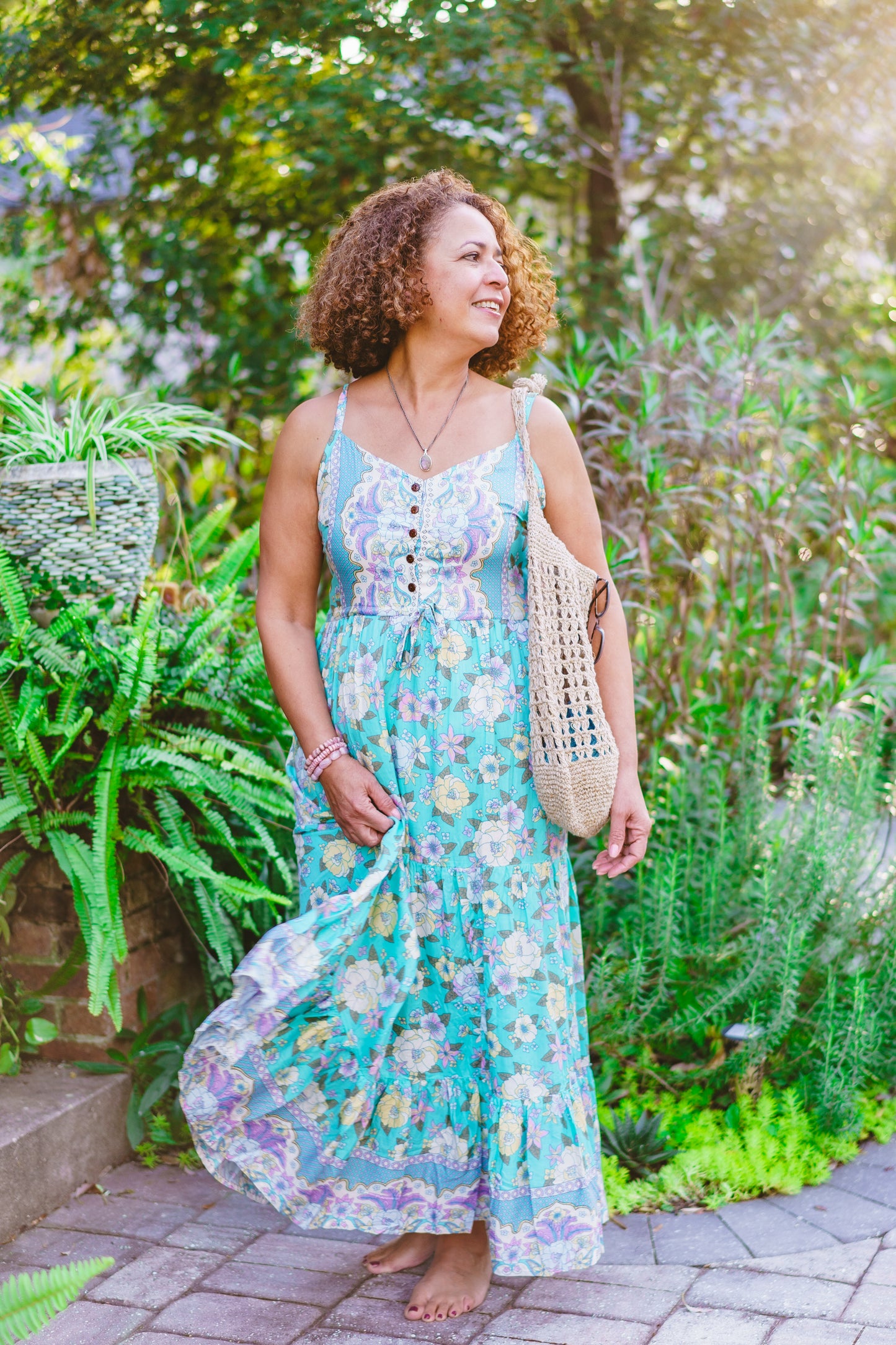 Floral Long Spaghetti Strap Dress