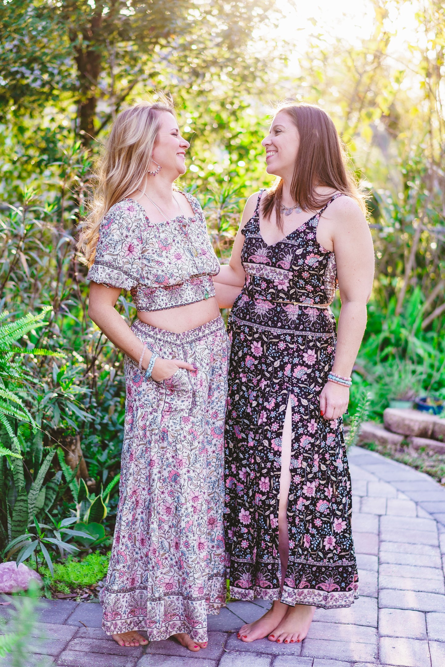 Floral Spaghetti Strap Top & Slit Skirt Set