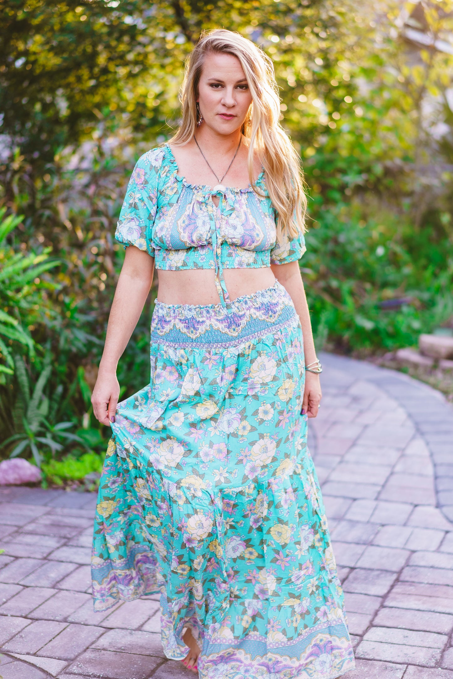 Floral Crop Top & Skirt Set