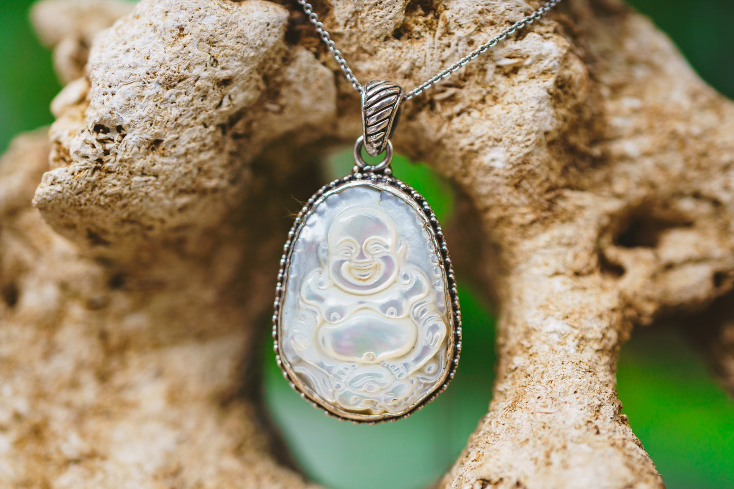 Mother of Pearl Laughing Buddha Pendant