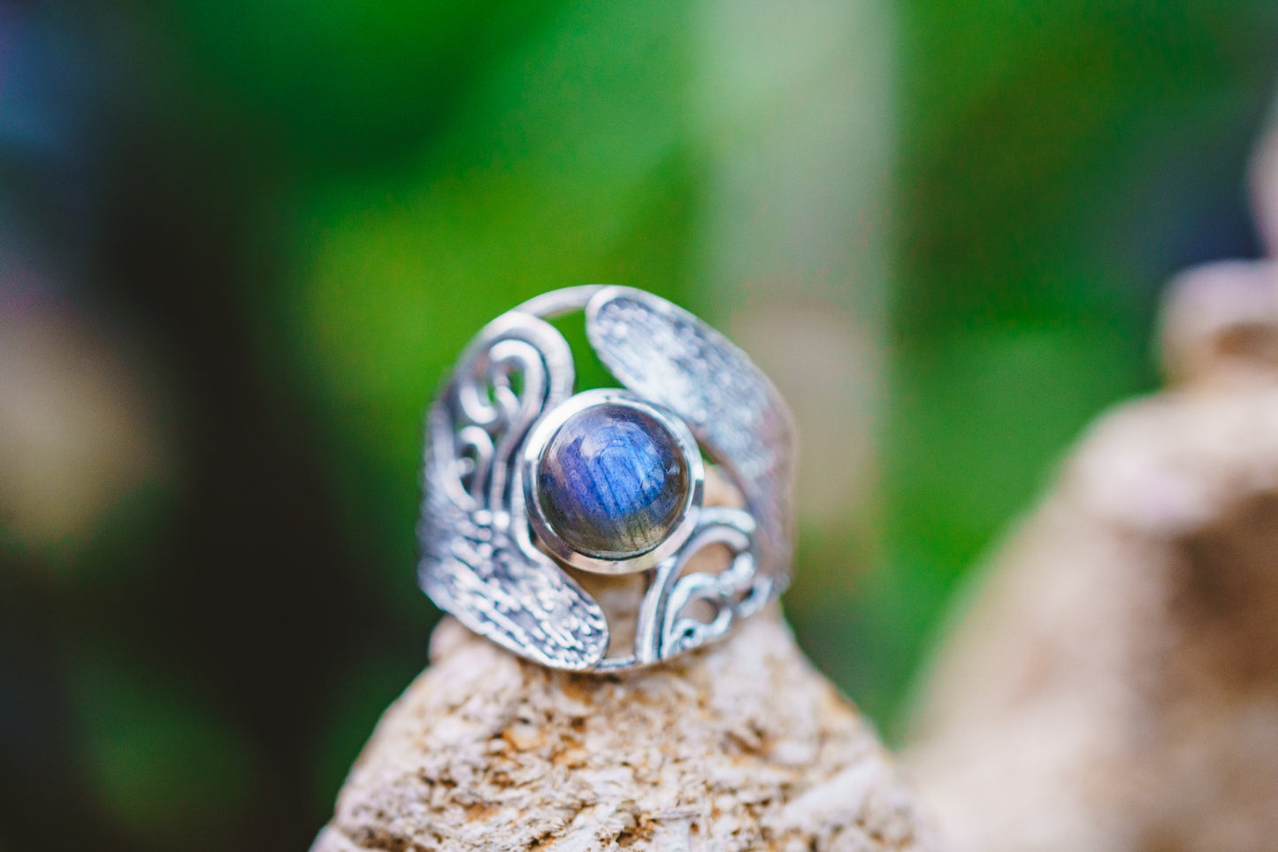 Sterling Silver Labradorite Shield Ring