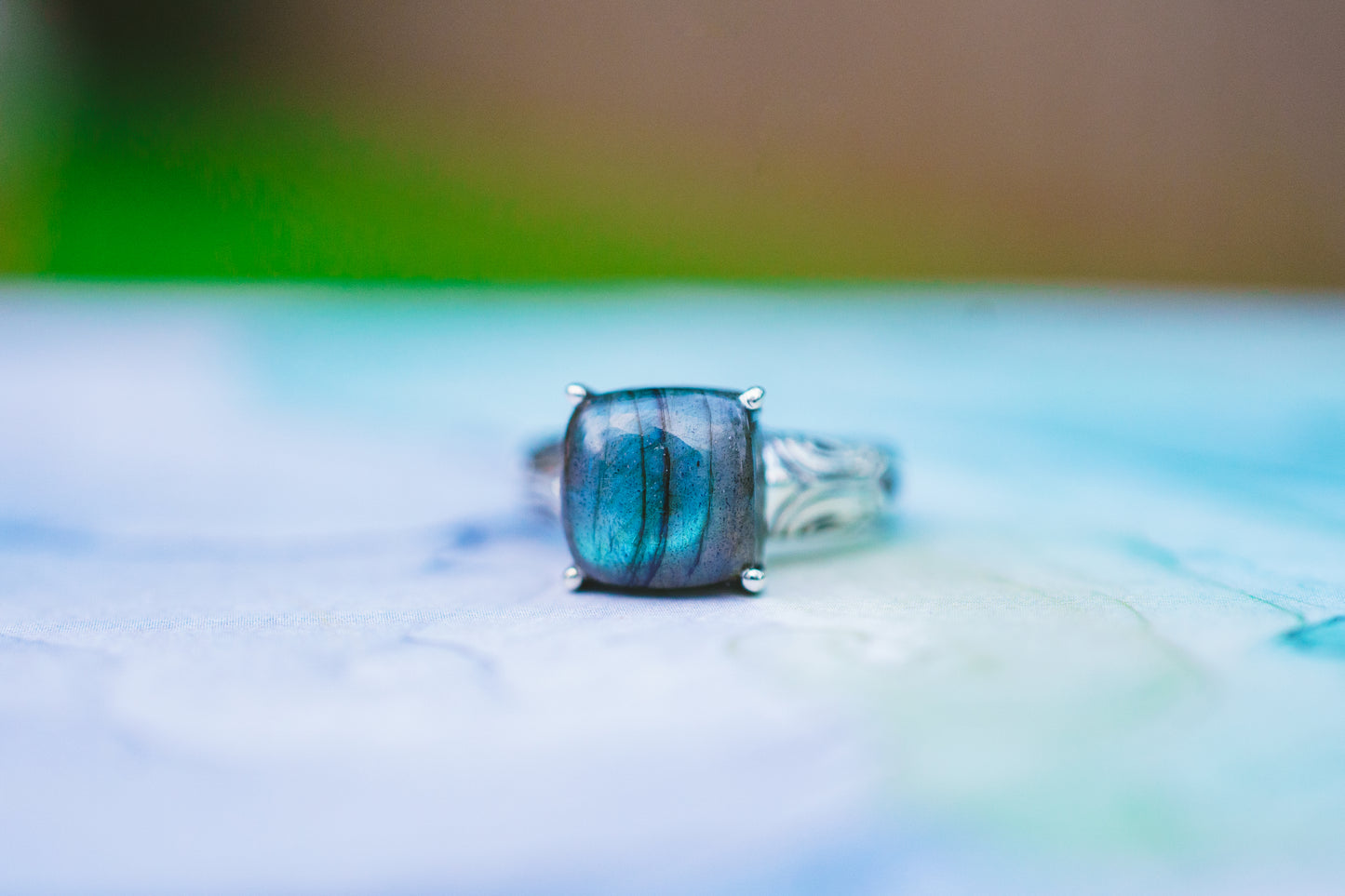 Sterling Silver Square Labradorite Ring