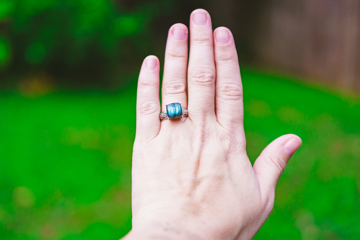 Sterling Silver Square Labradorite Ring