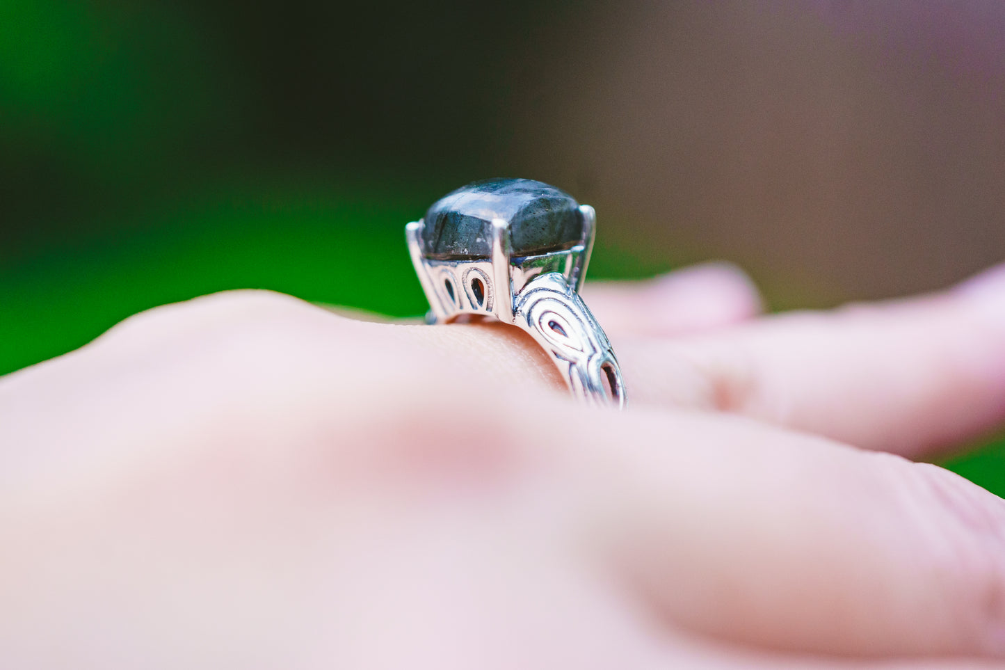 Sterling Silver Square Labradorite Ring