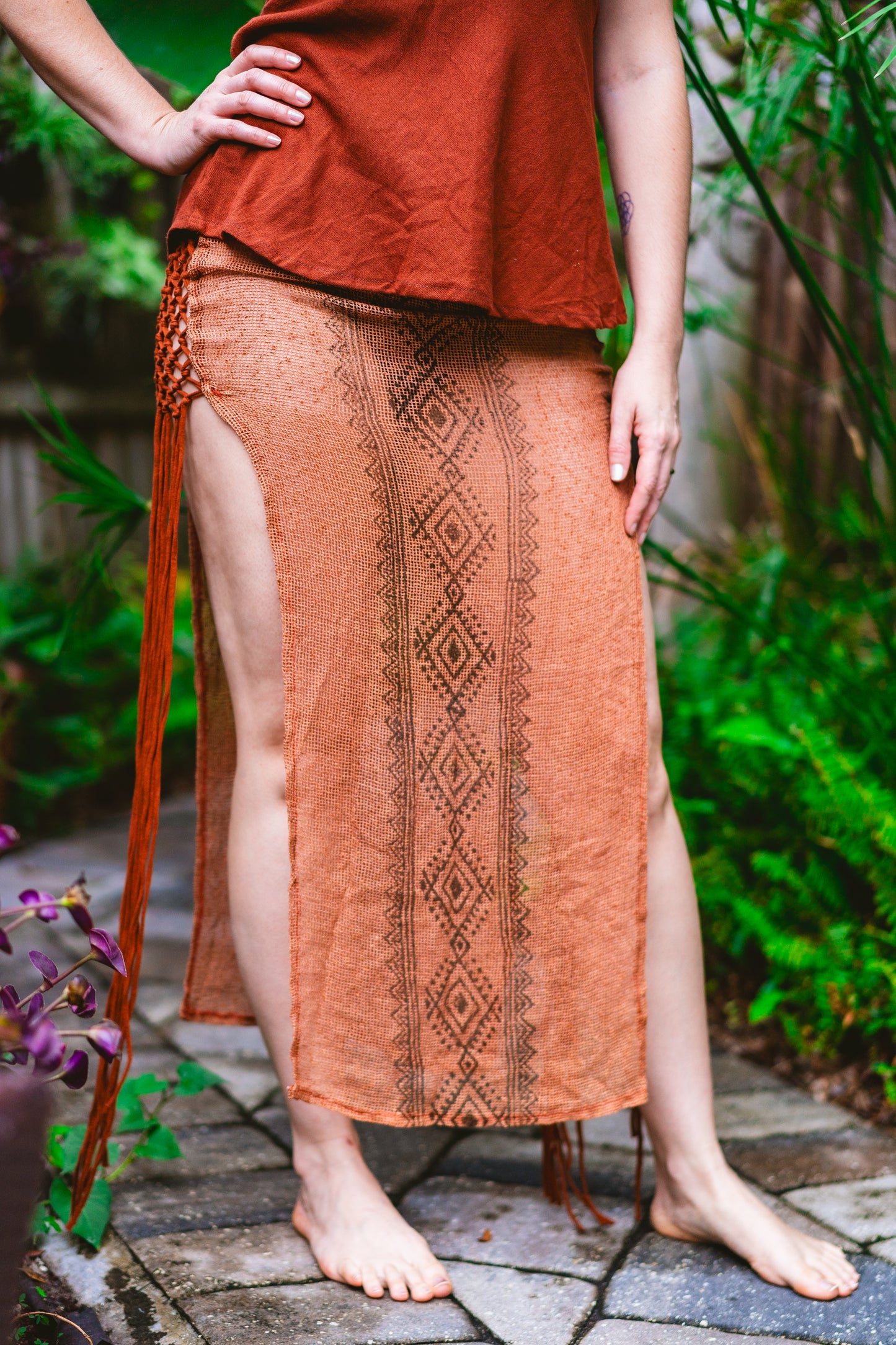 Desert Rose Double Slit Mesh Skirt
