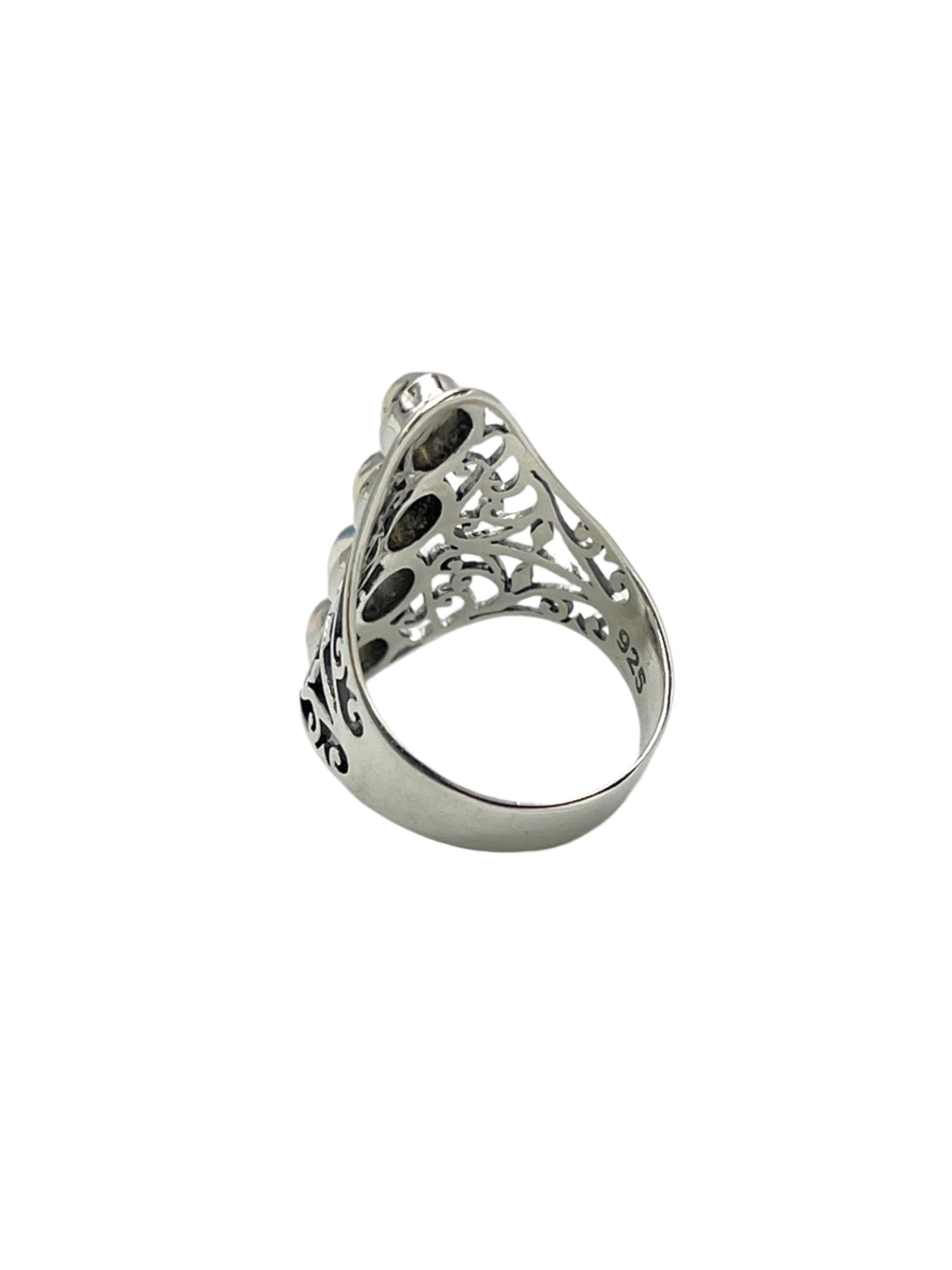 Sterling Silver Opal Filigree Ring