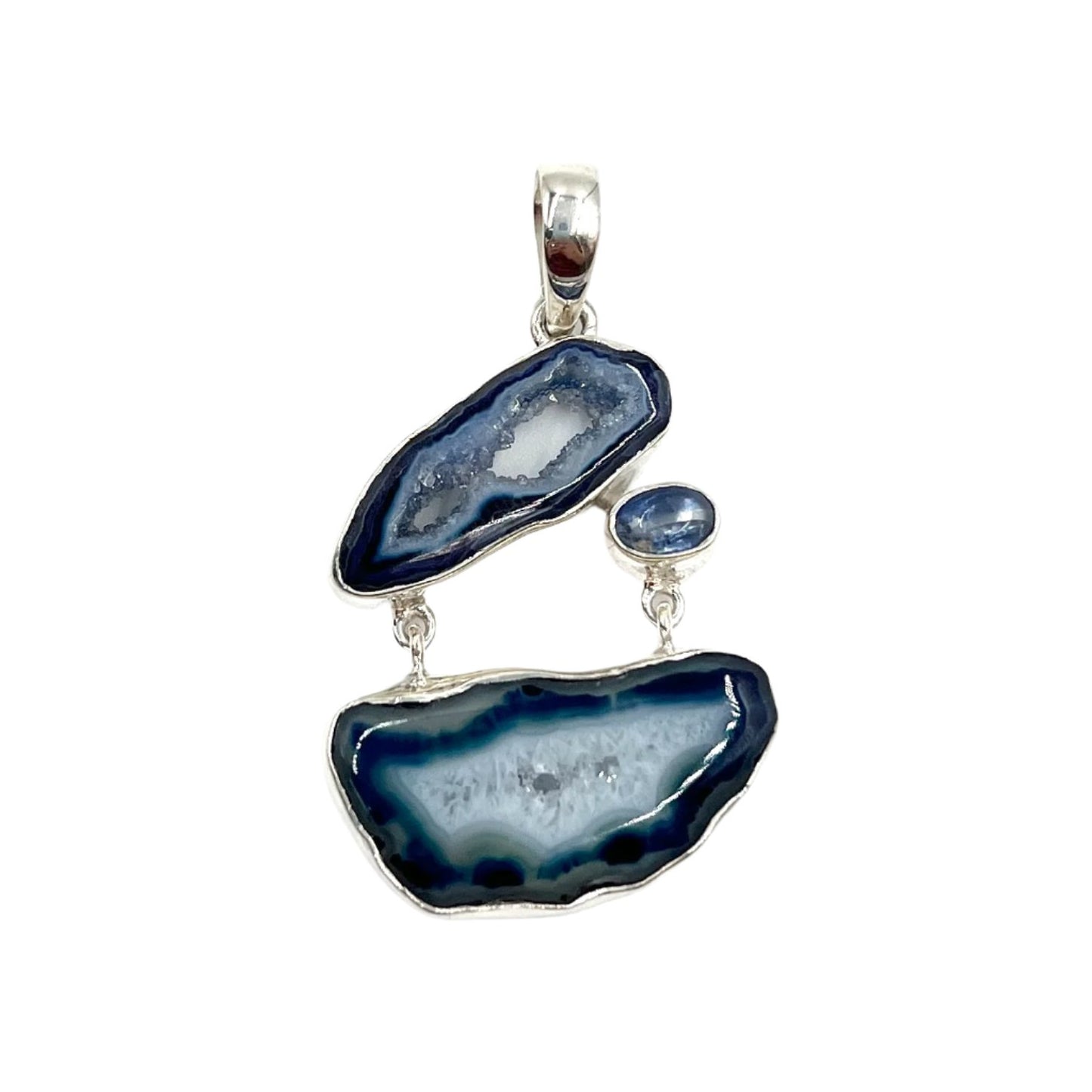 Blue Druzy Agate Pendants