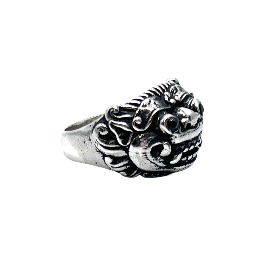 Oxidized Silver Onyx Barong Ring