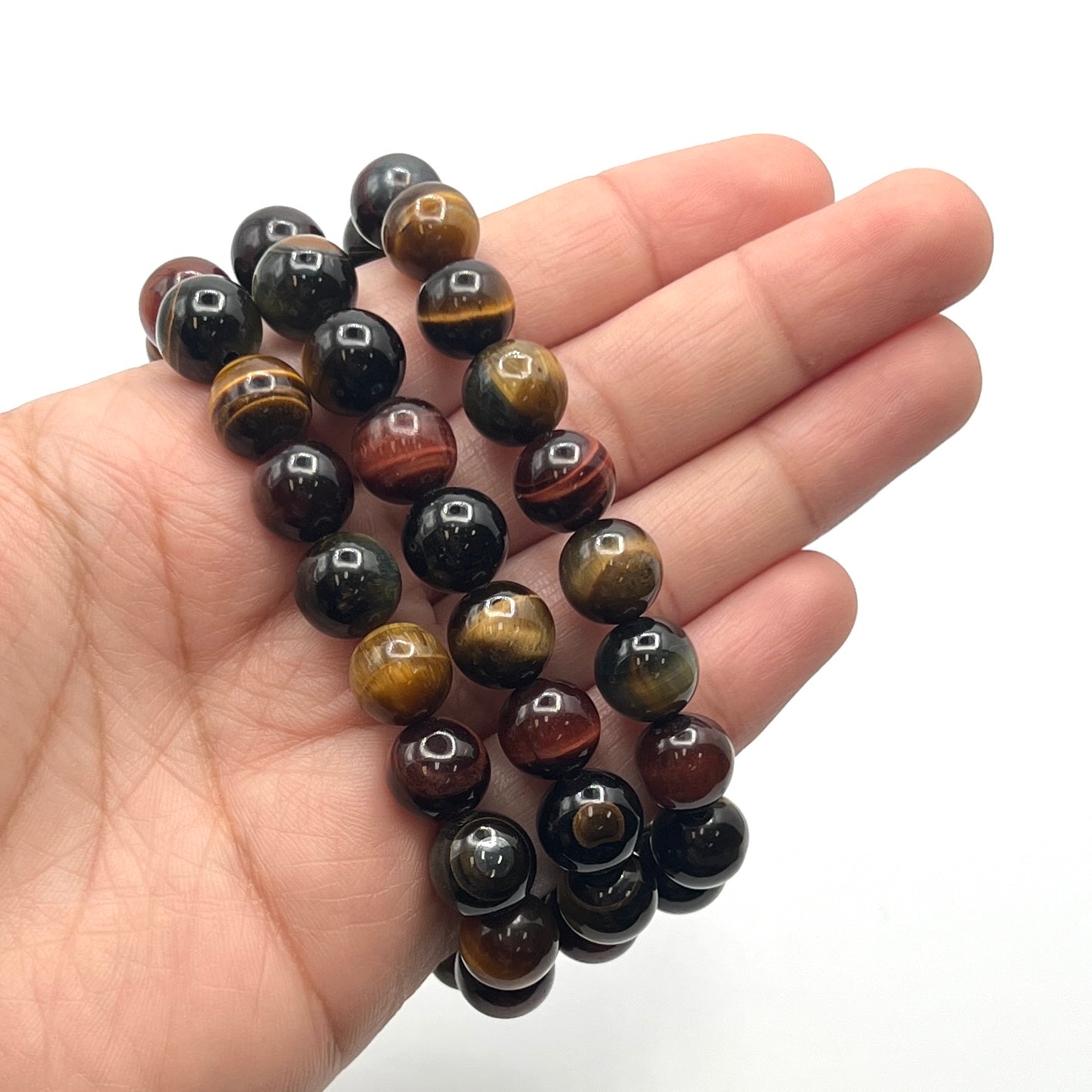 Tigers Eye Stretchy Bracelets | Red, Blue, Multi
