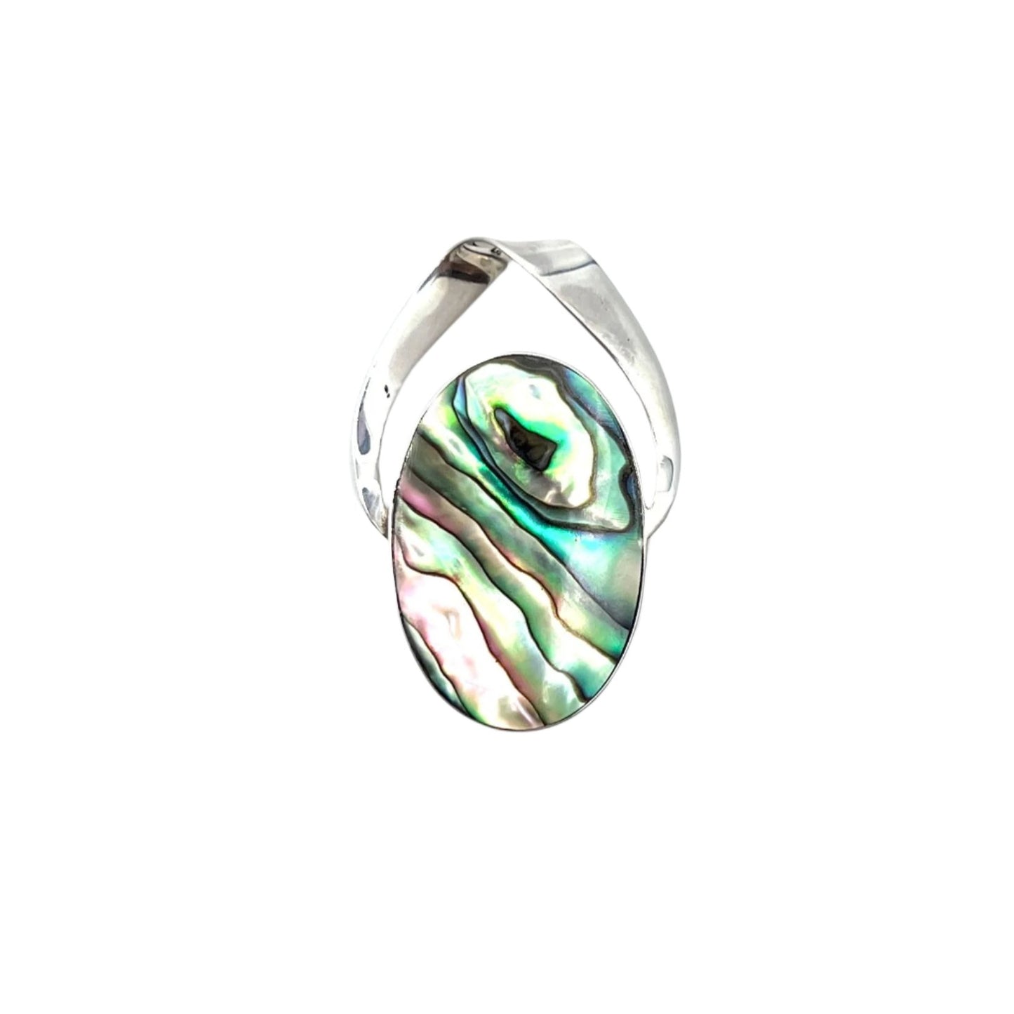 Sterling Silver Ribbon Oval Abalone Pendant