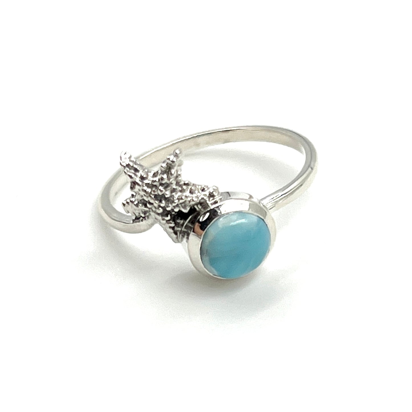Sterling Silver Larimar Starfish Ring