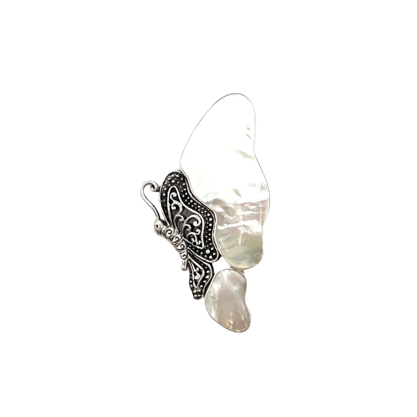 Sterling Silver Mother of Pearl Butterfly Pendant/Brooch