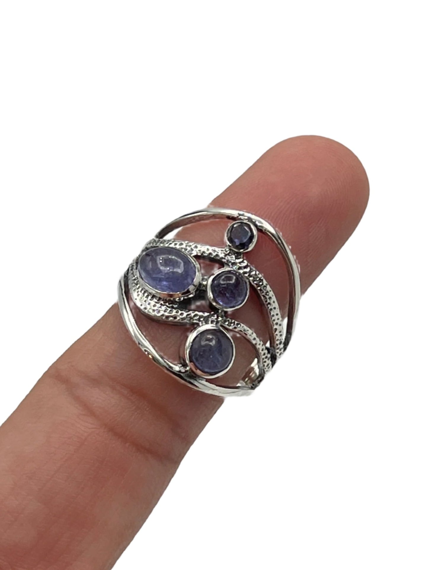 Sterling Silver Tanzanite Wave Ring