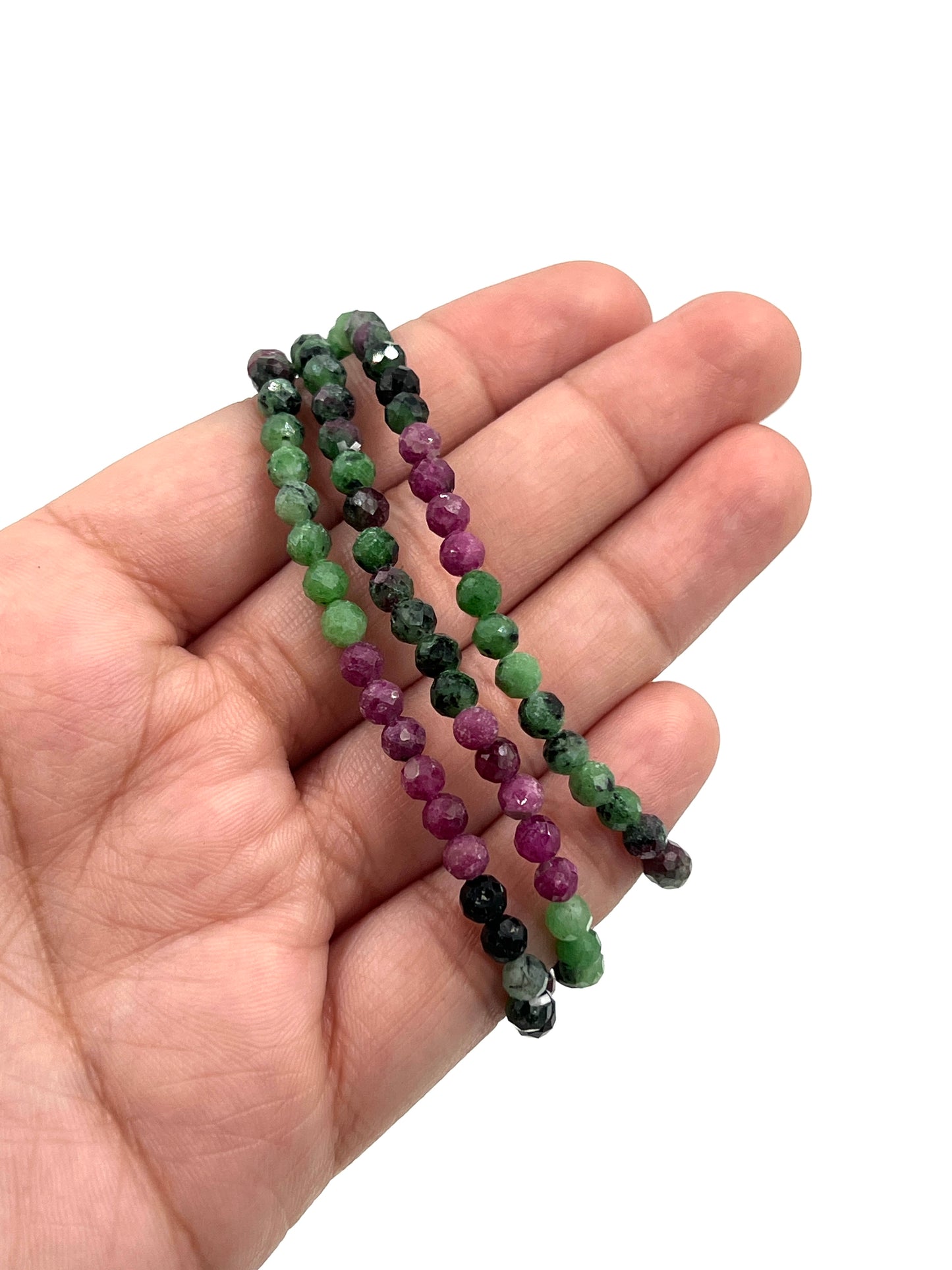 Faceted Ruby Fushcite Beaded Bracelet