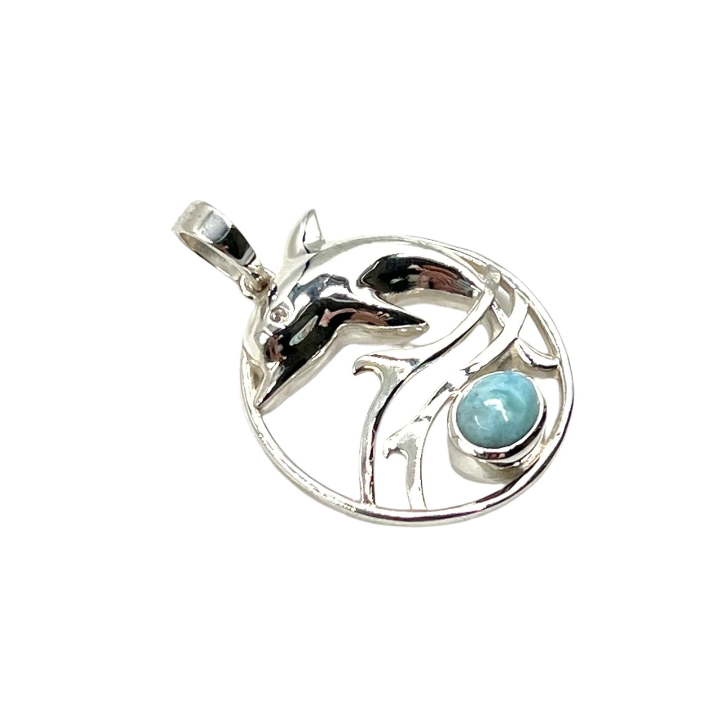 Sterling Silver Dolphin Larimar Pendants