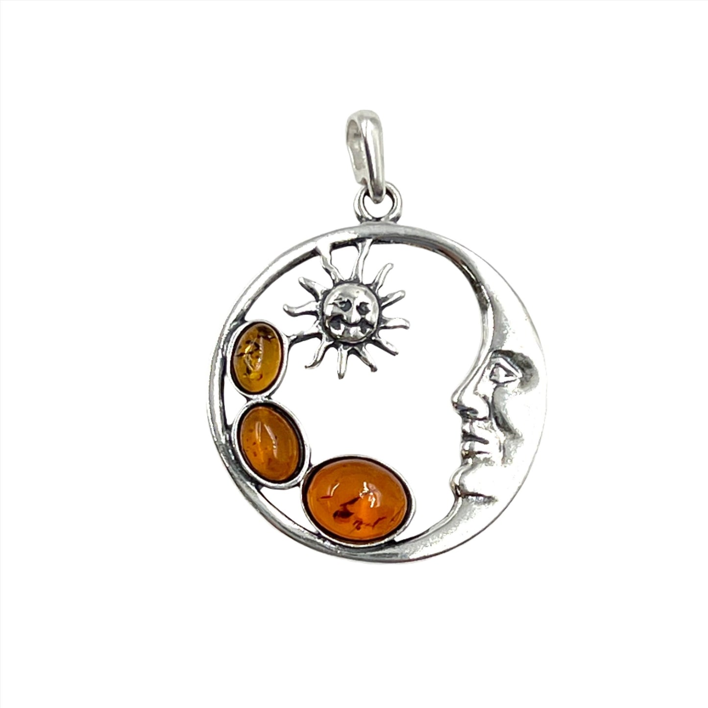 Sterling Silver Amber Moon Pendants