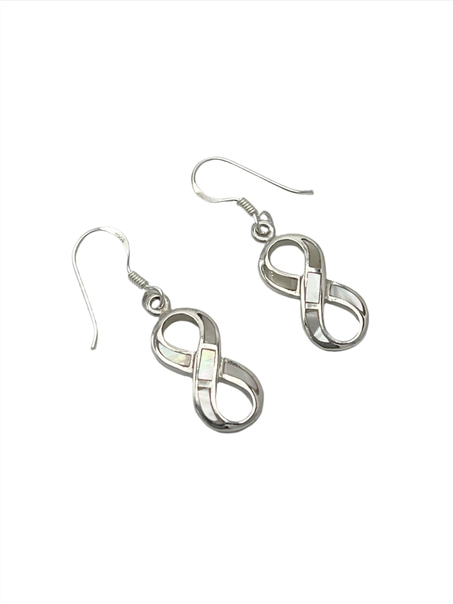 Sterling Silver Shell Infinity Earrings