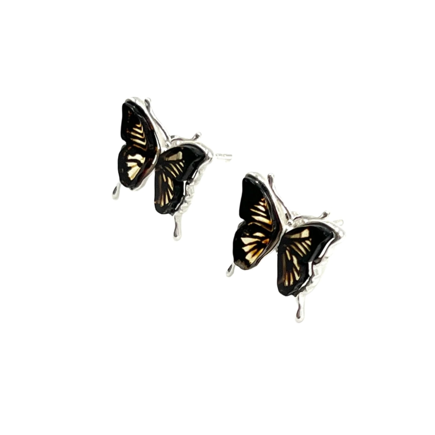 Amber Butterfly Studs