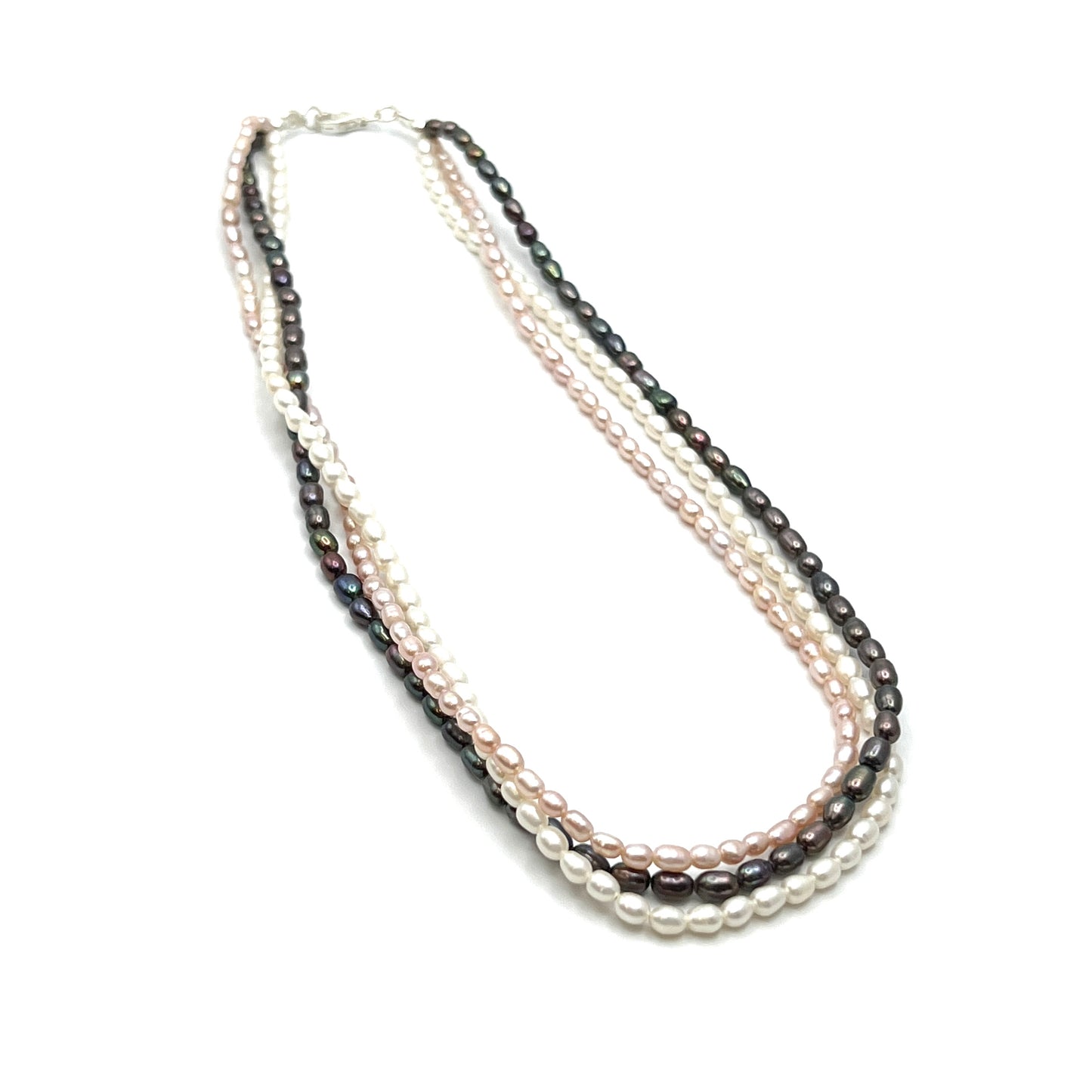 Sterling Silver Multi Strand Pearl Necklace