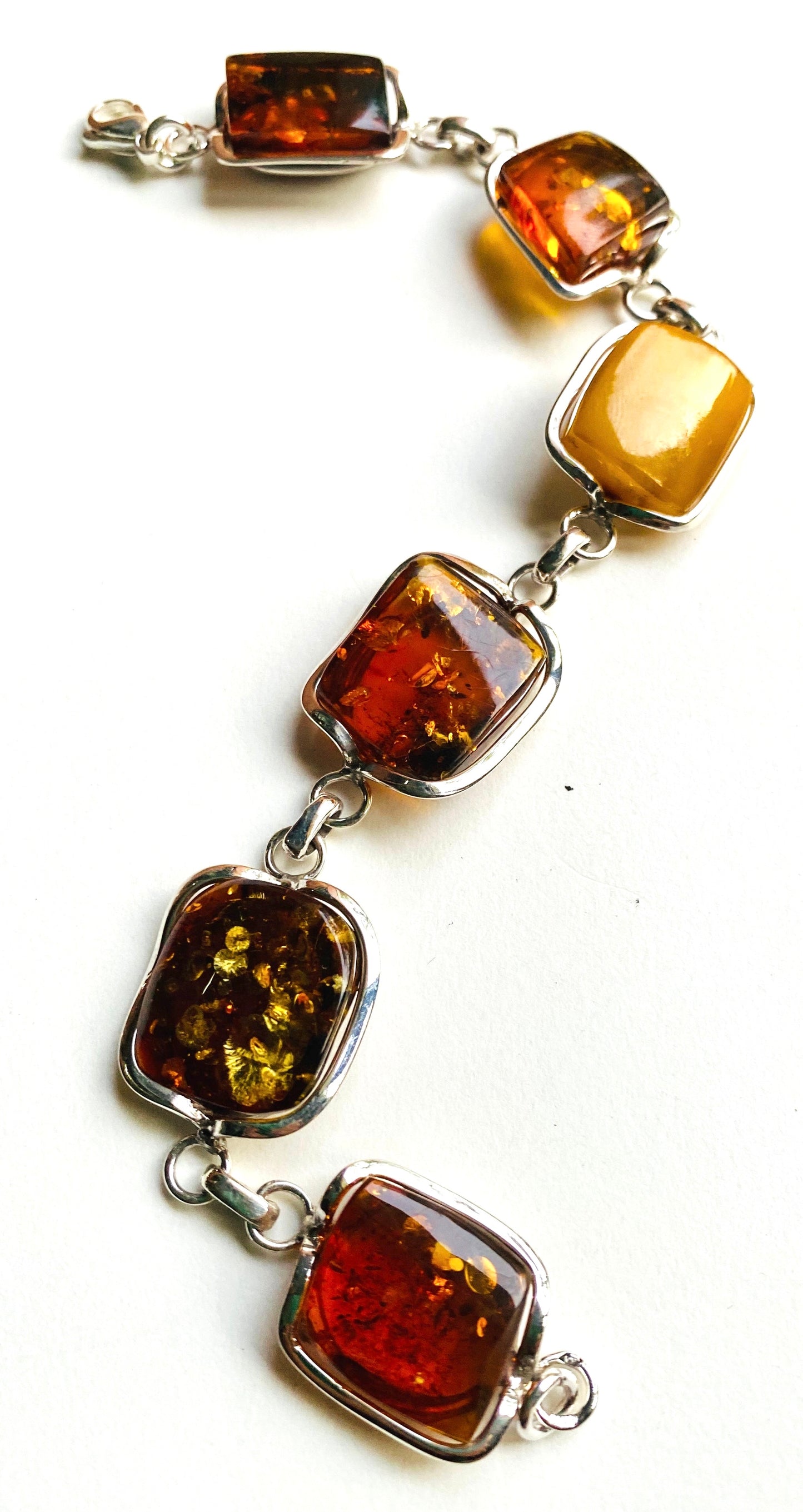Sterling Silver Multi Color Amber Bracelet