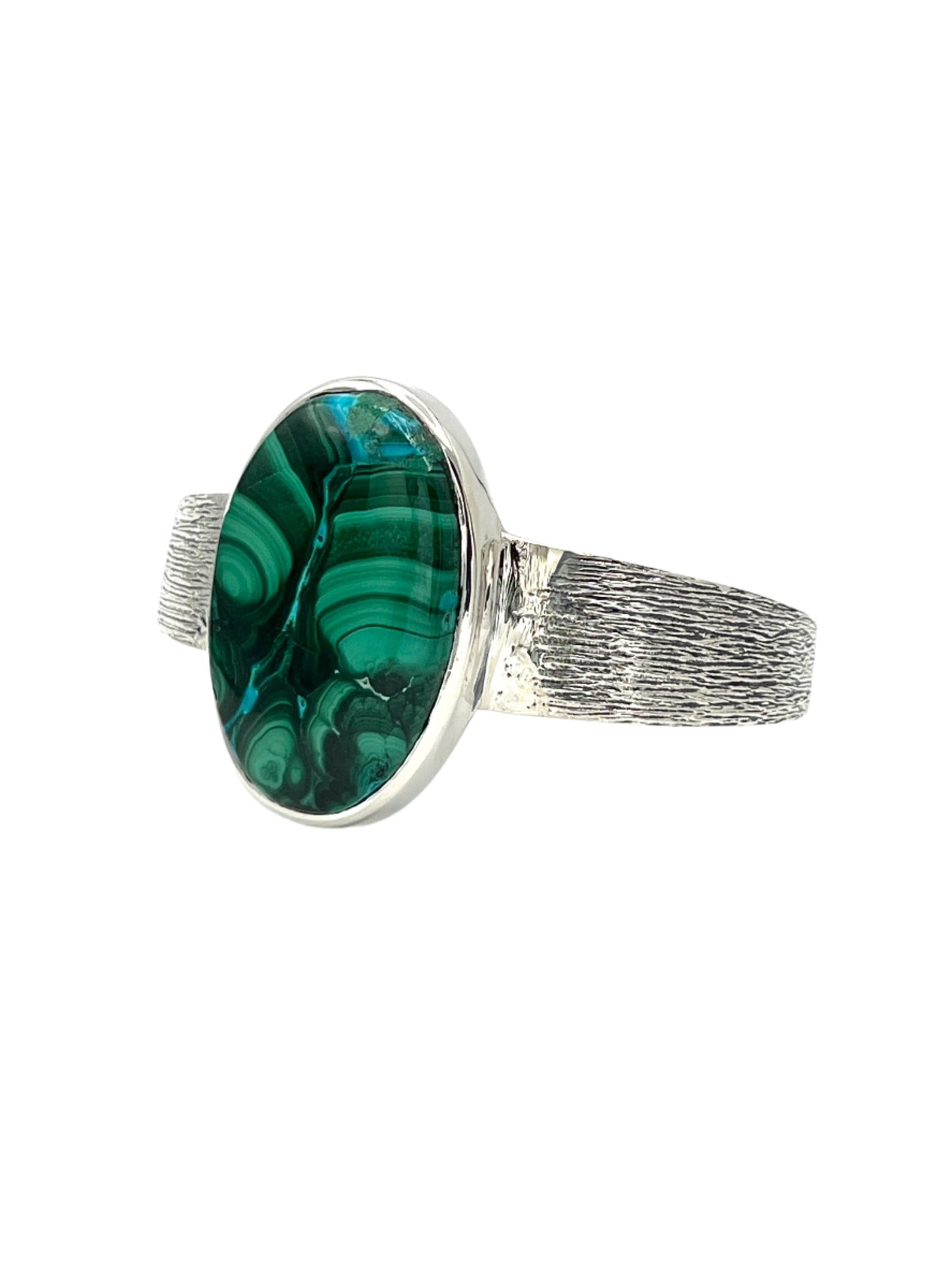 Silver Malachite & Chrysocolla Oval Cuff
