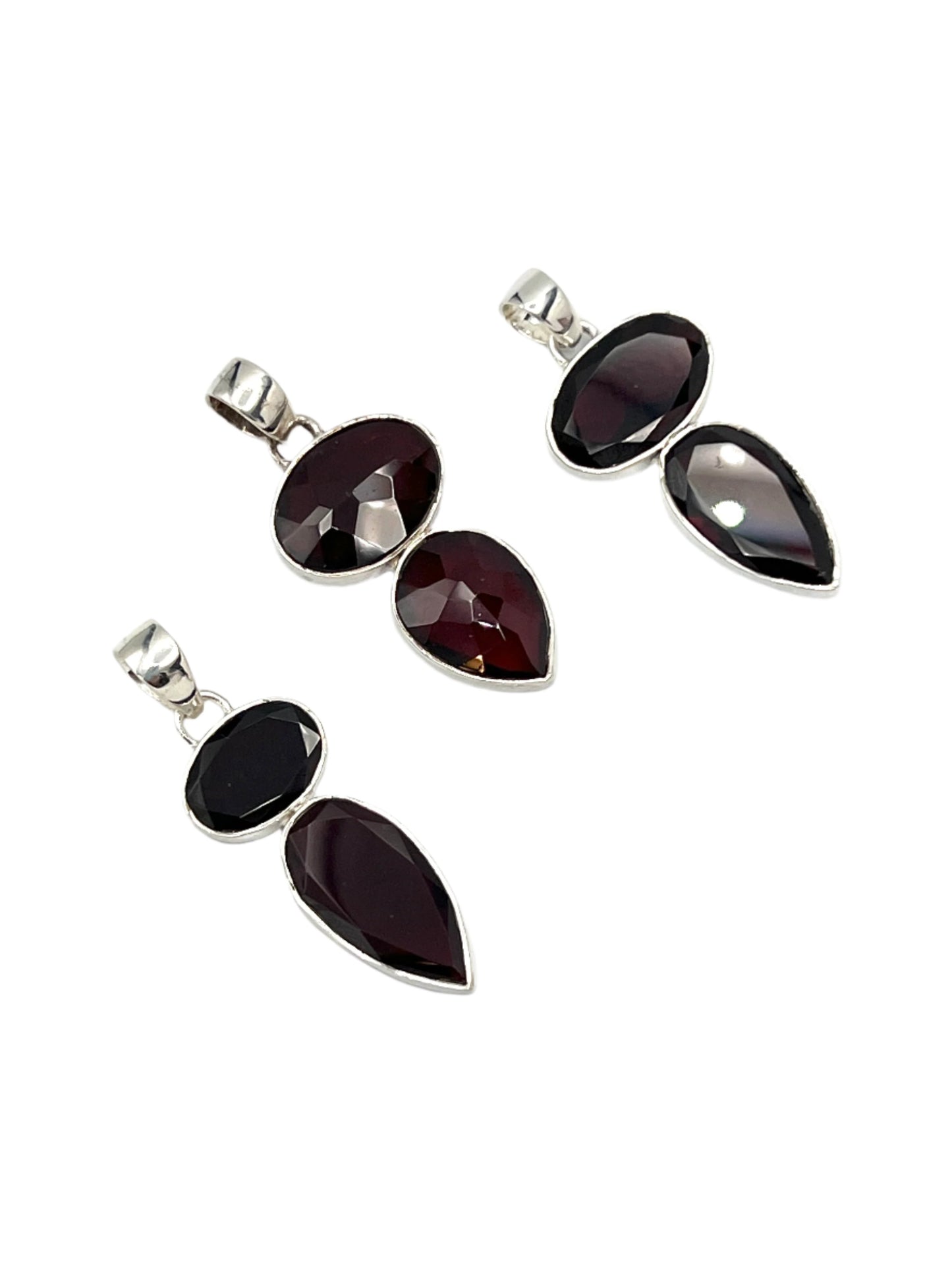 Sterling Silver Garnet Faceted Pendants