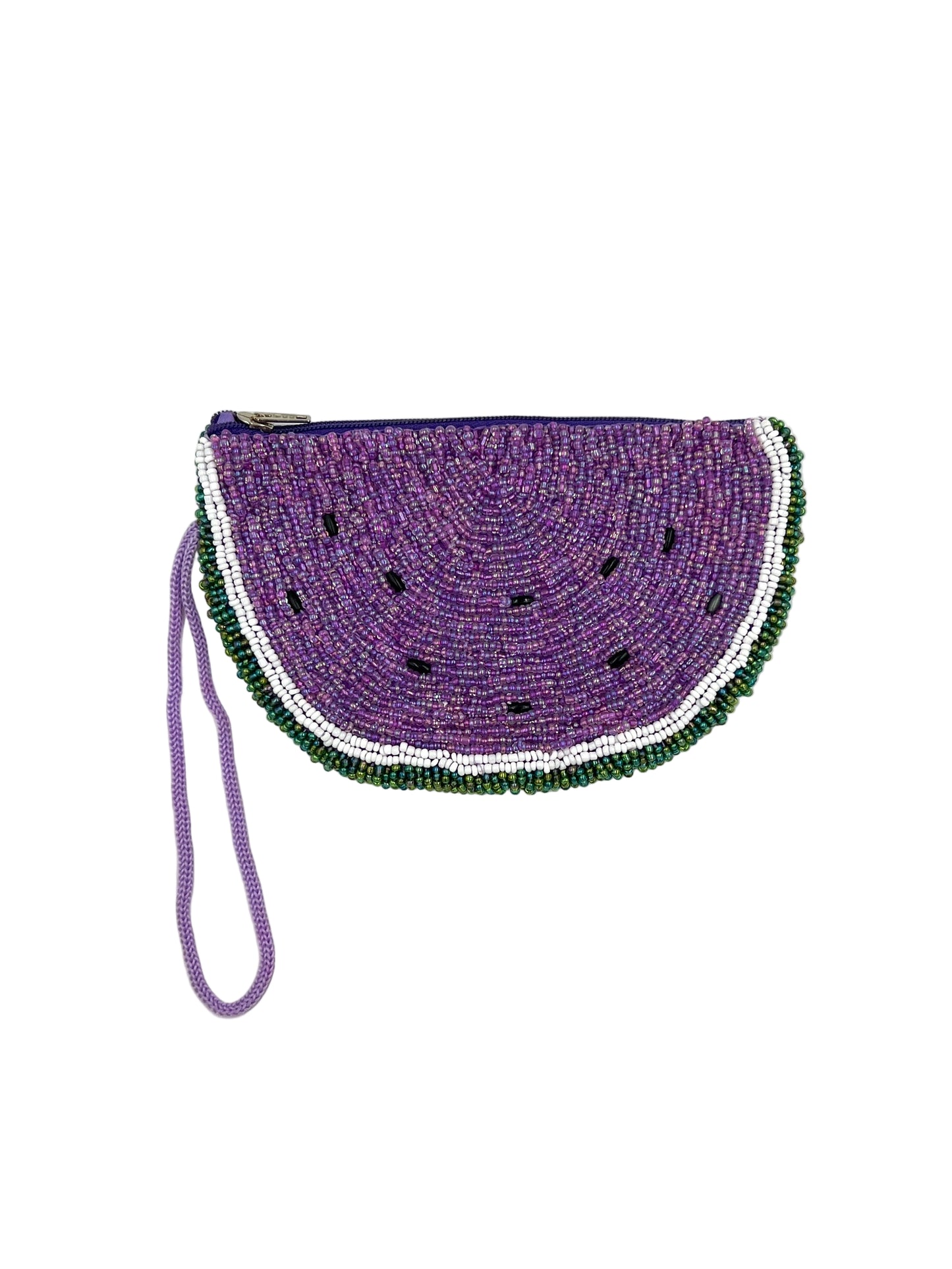 Beaded Purple Watermelon Coin Purse