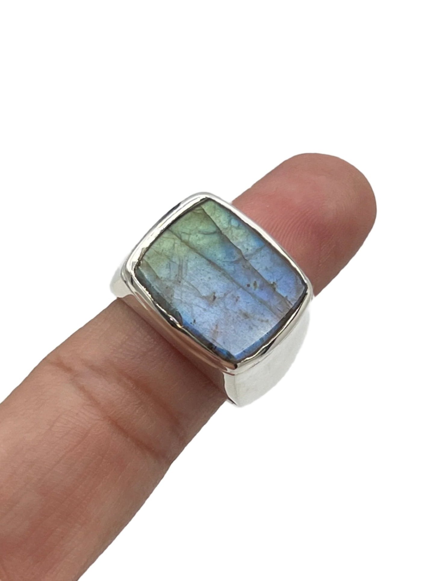Sterling Silver Rectangle Gemstone Rings