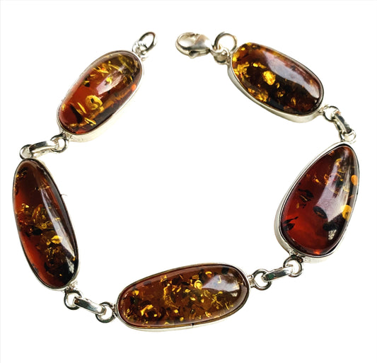Sterling Silver Honey Amber Bracelet