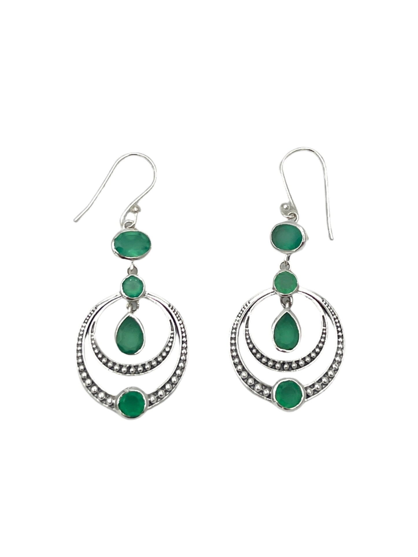 Sterling Silver Gemstone Circle Chandelier Earrings