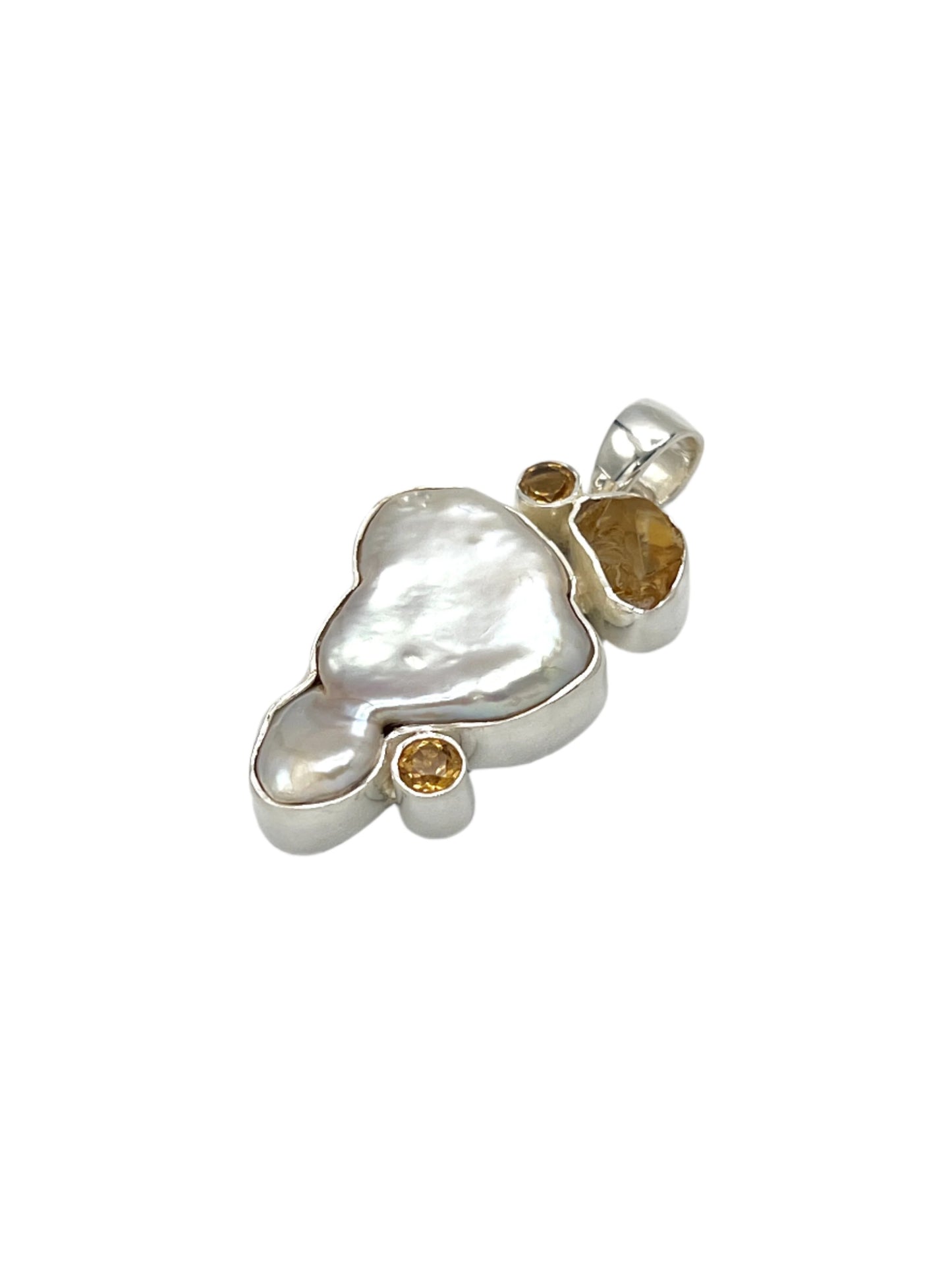 Sterling Silver Pearl & Citrine Pendants