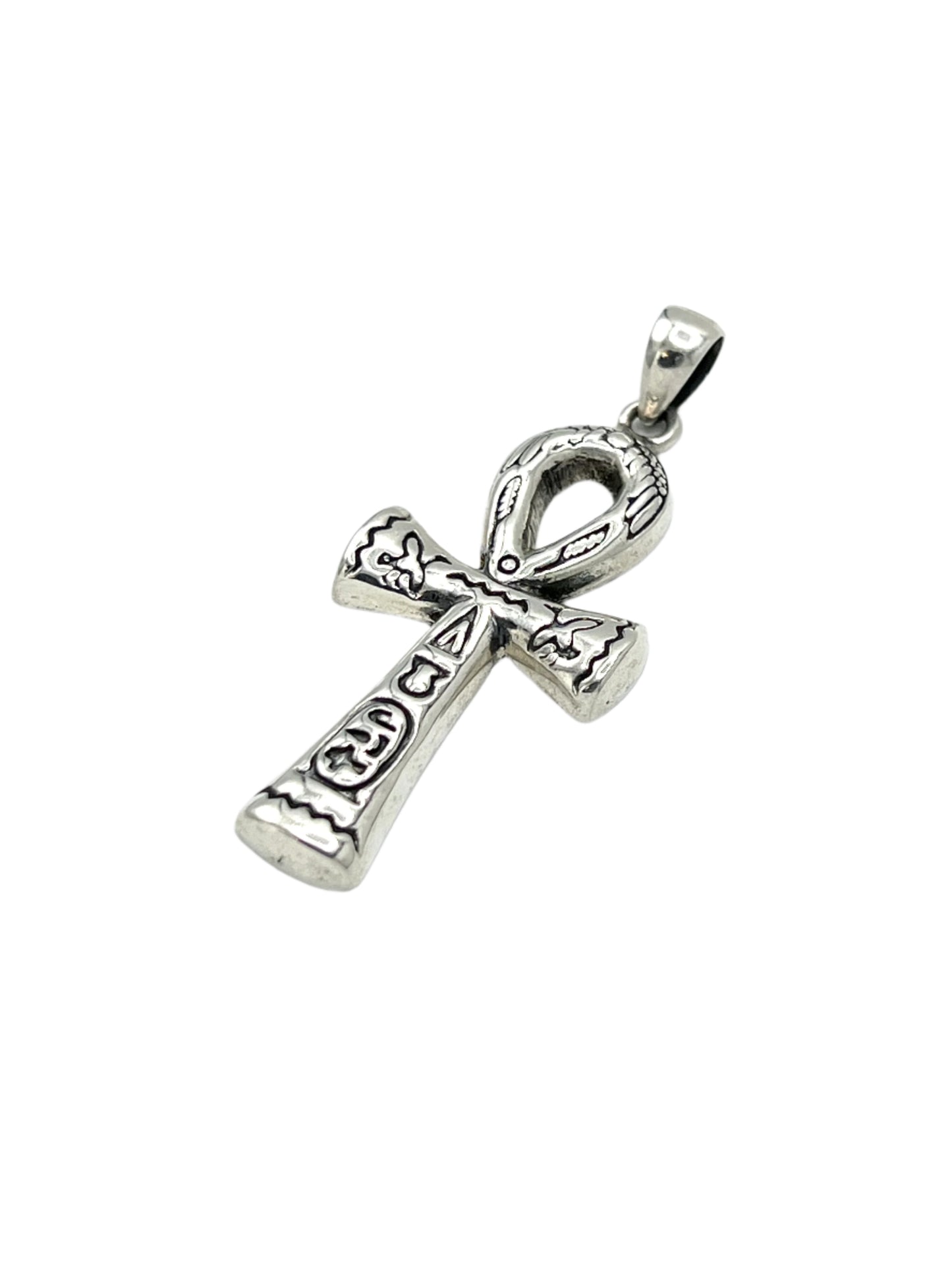 Silver Hieroglyphics Ankh Pendants