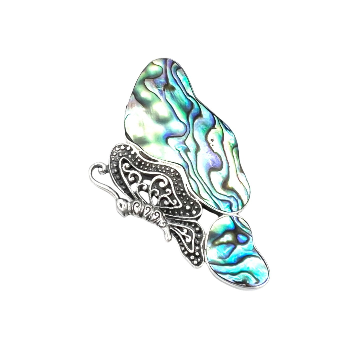 Sterling Silver Abalone Butterfly Pendant/Brooch