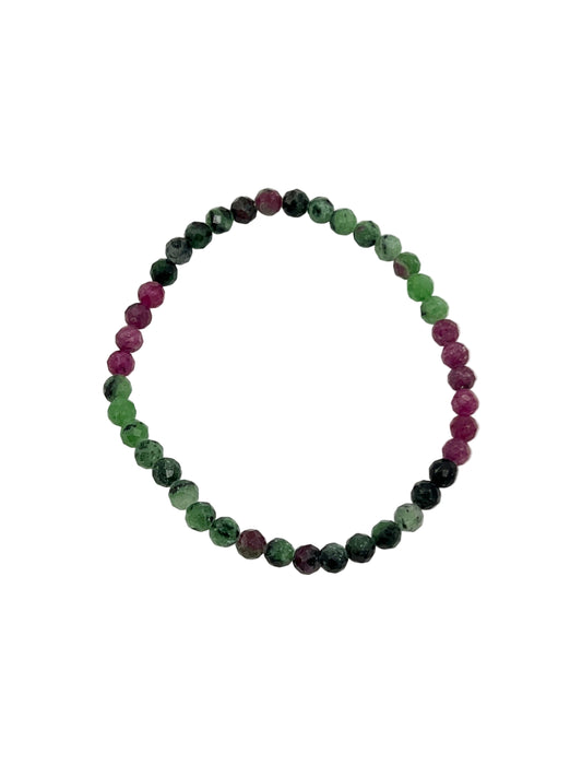 Faceted Ruby Fushcite Beaded Bracelet