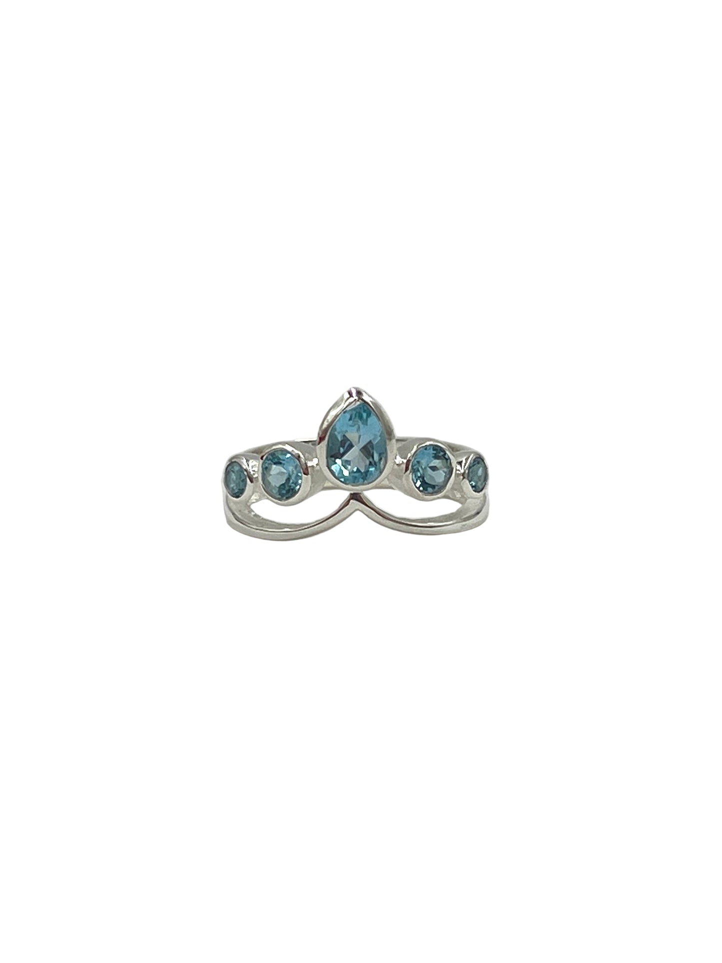 Crown Sky Blue Topaz Ring