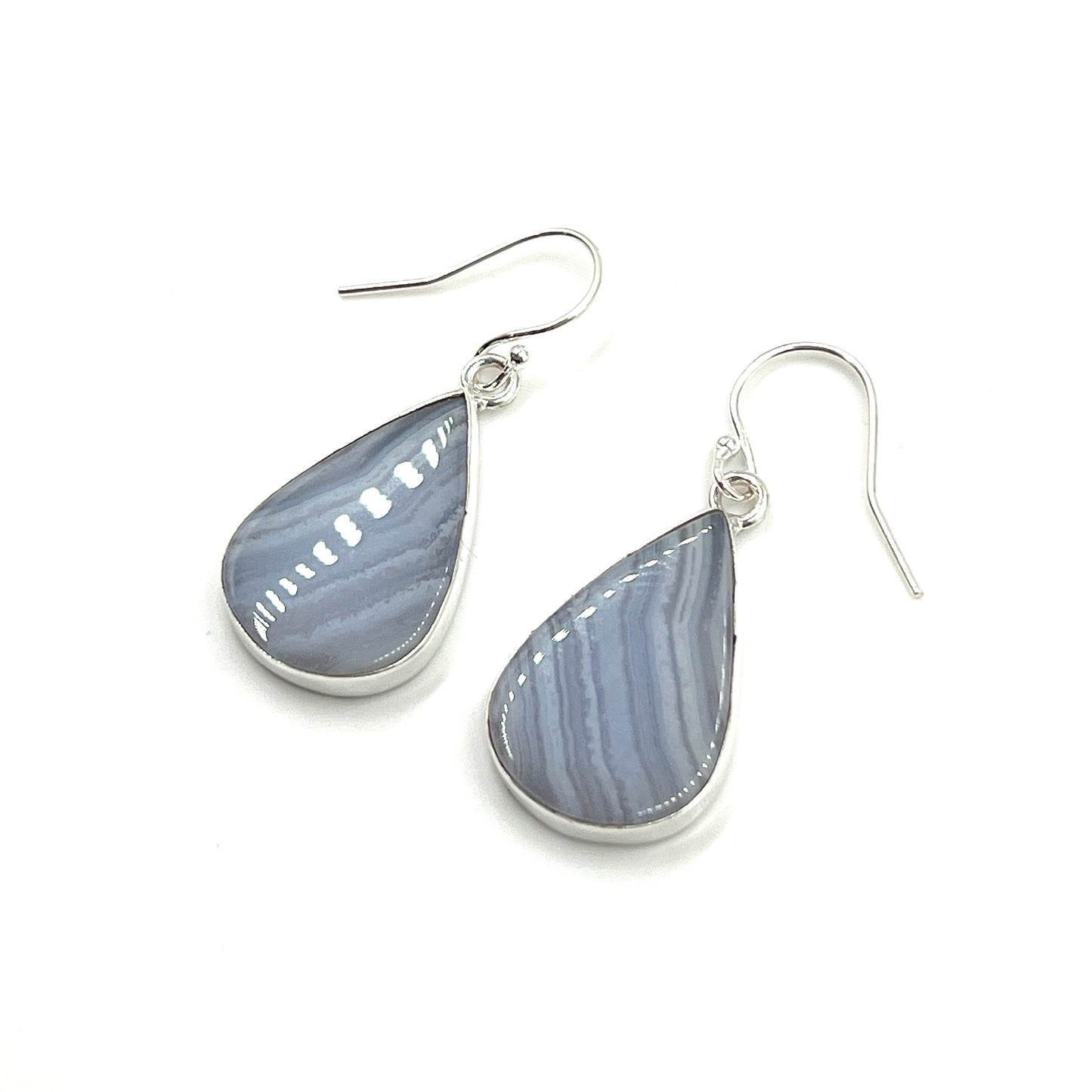 Teardrop Blue Lace Agate Earrings