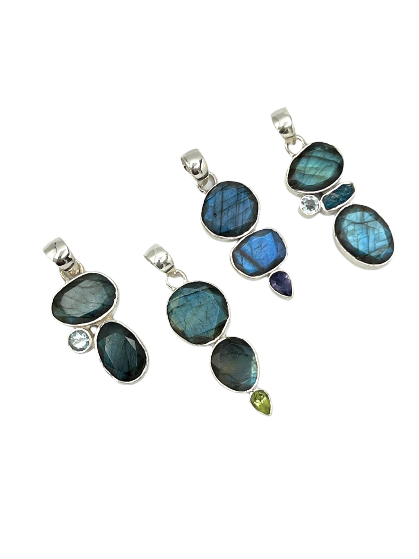 Silver Labradorite Faceted Pendants