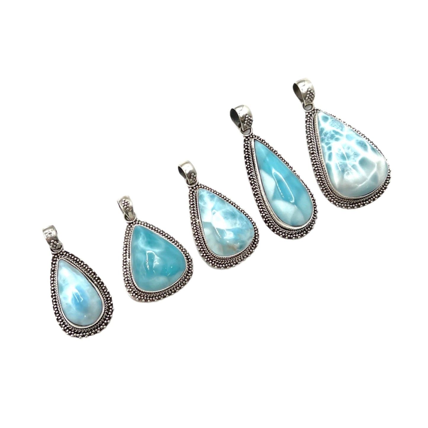 Sterling Silver Larimar Teardrop Pendants