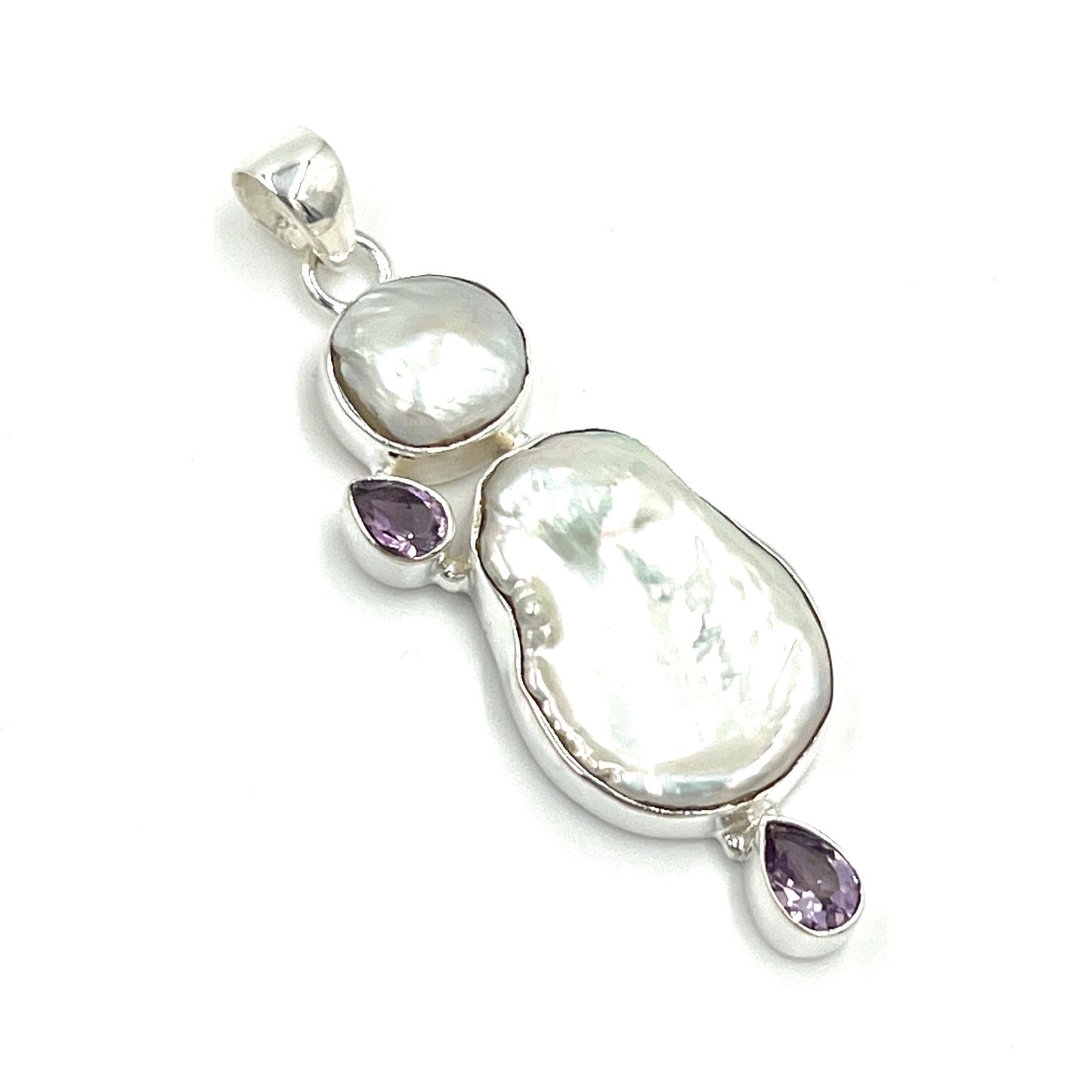Sterling Silver Pearl & Amethyst Pendants