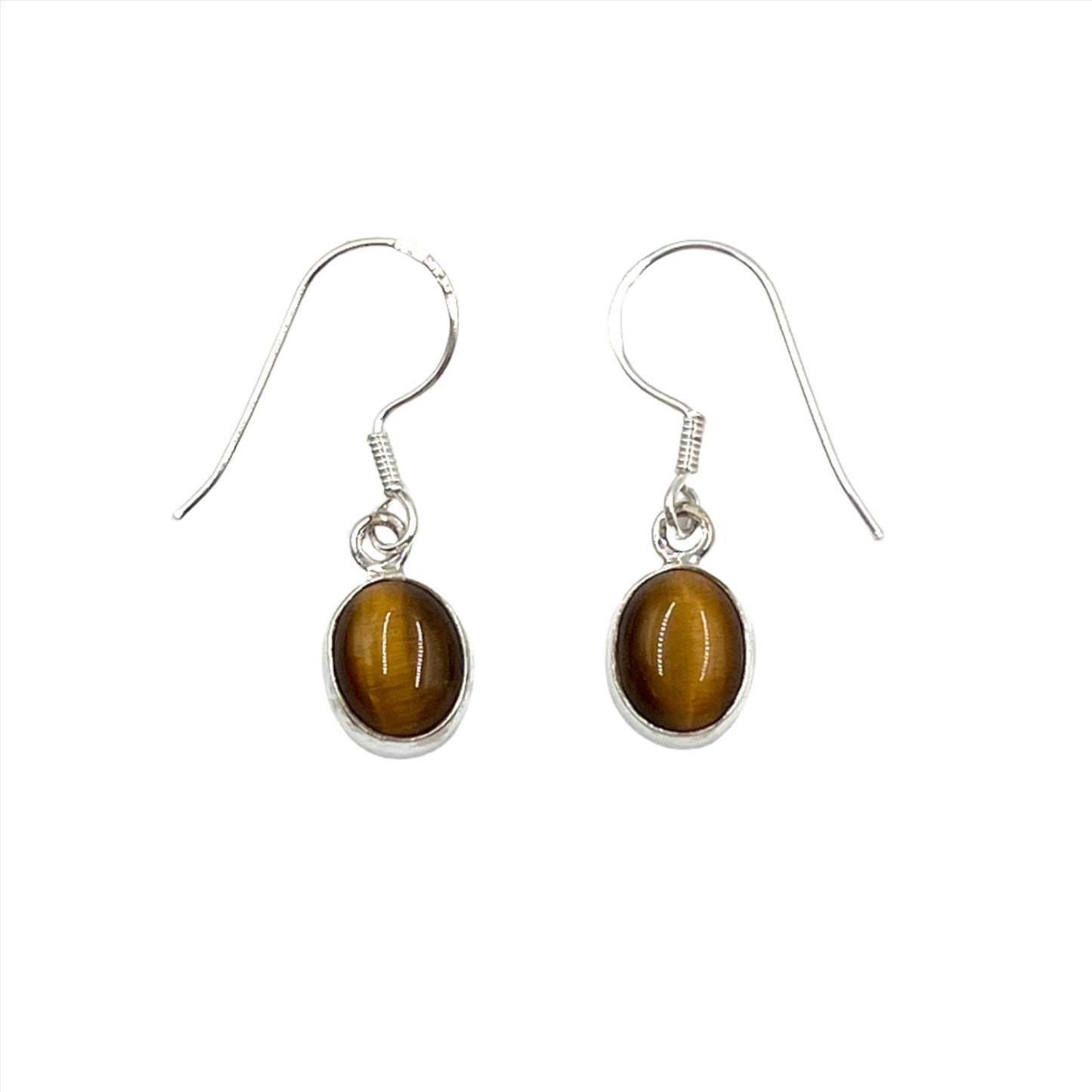 Sterling Silver Oval Tigers Eye Earrings