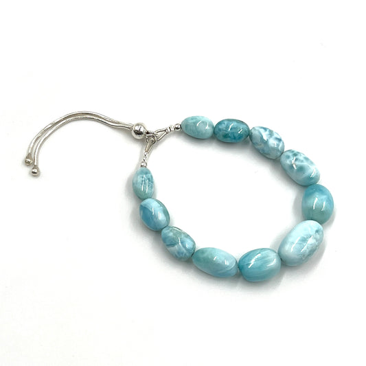Sterling Silver Beaded Larimar Bracelets