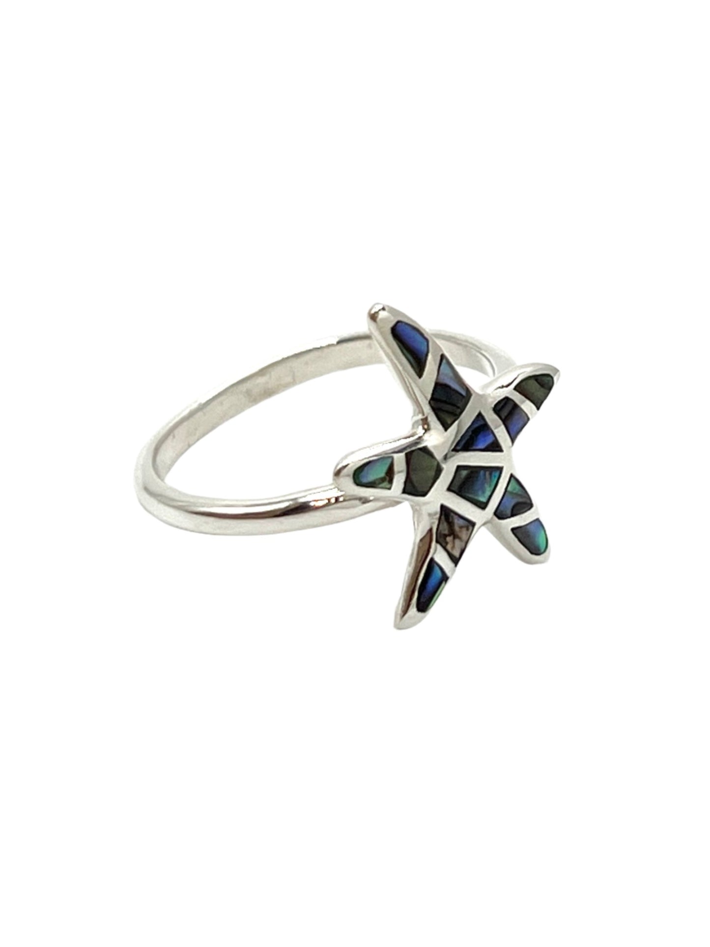 Sterling Silver Abalone Starfish Ring