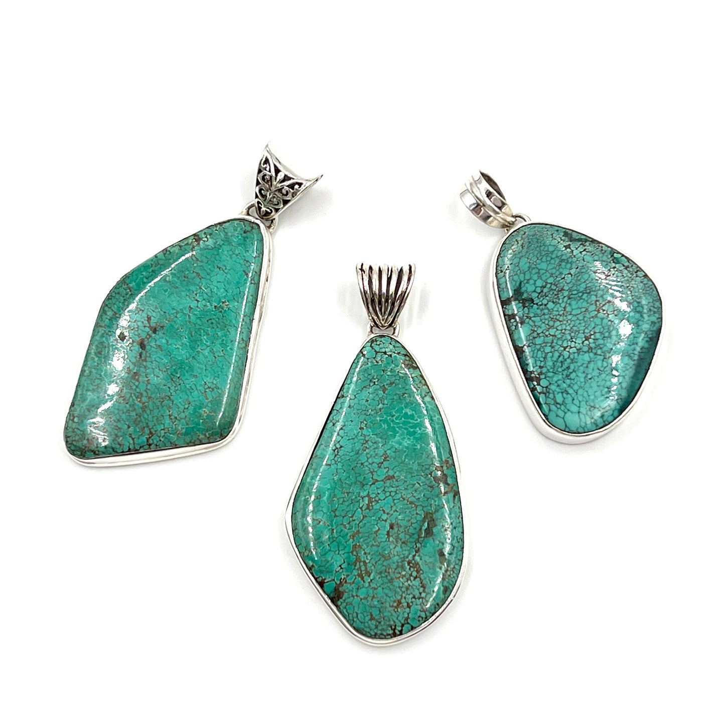 Sterling Silver Large Turquoise Pendants