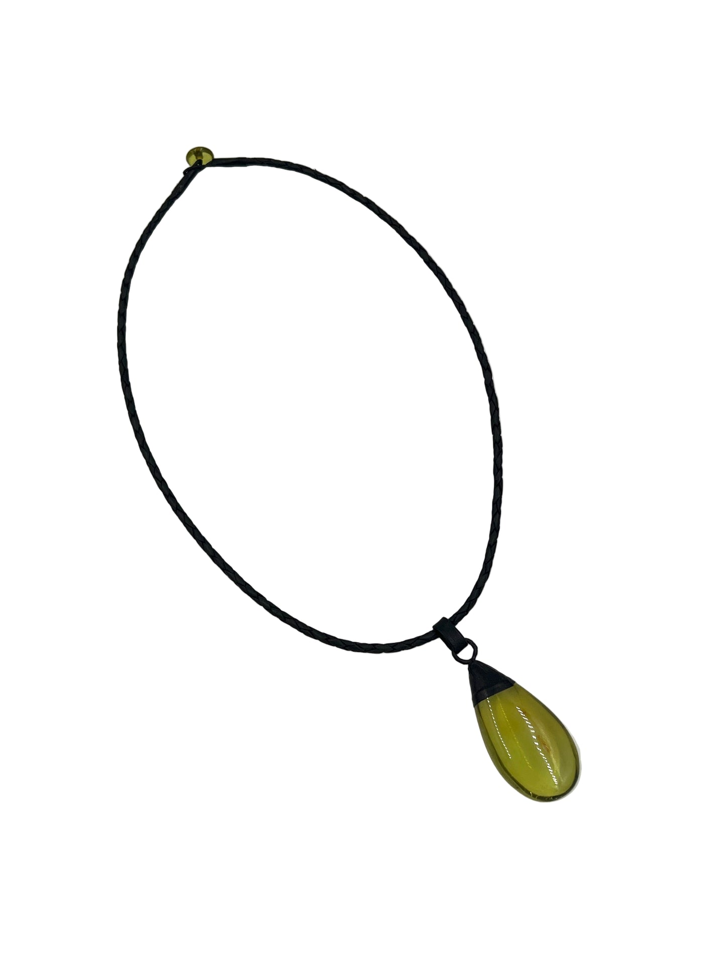 Green Amber Drop Necklace