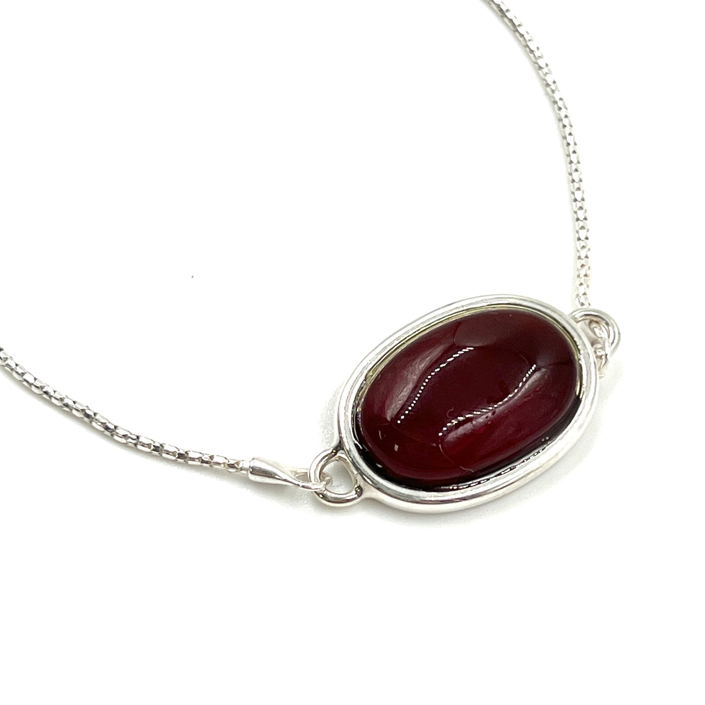 Oval Cherry Amber Drawstring Bracelet