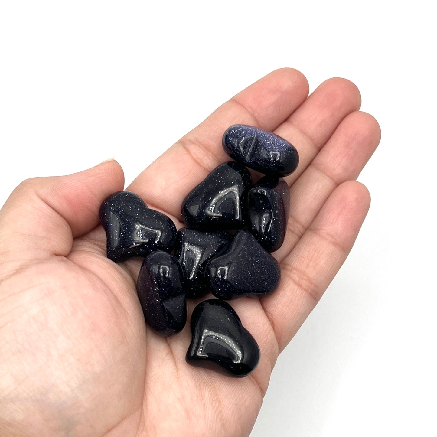 Blue Goldstone Puffy Hearts