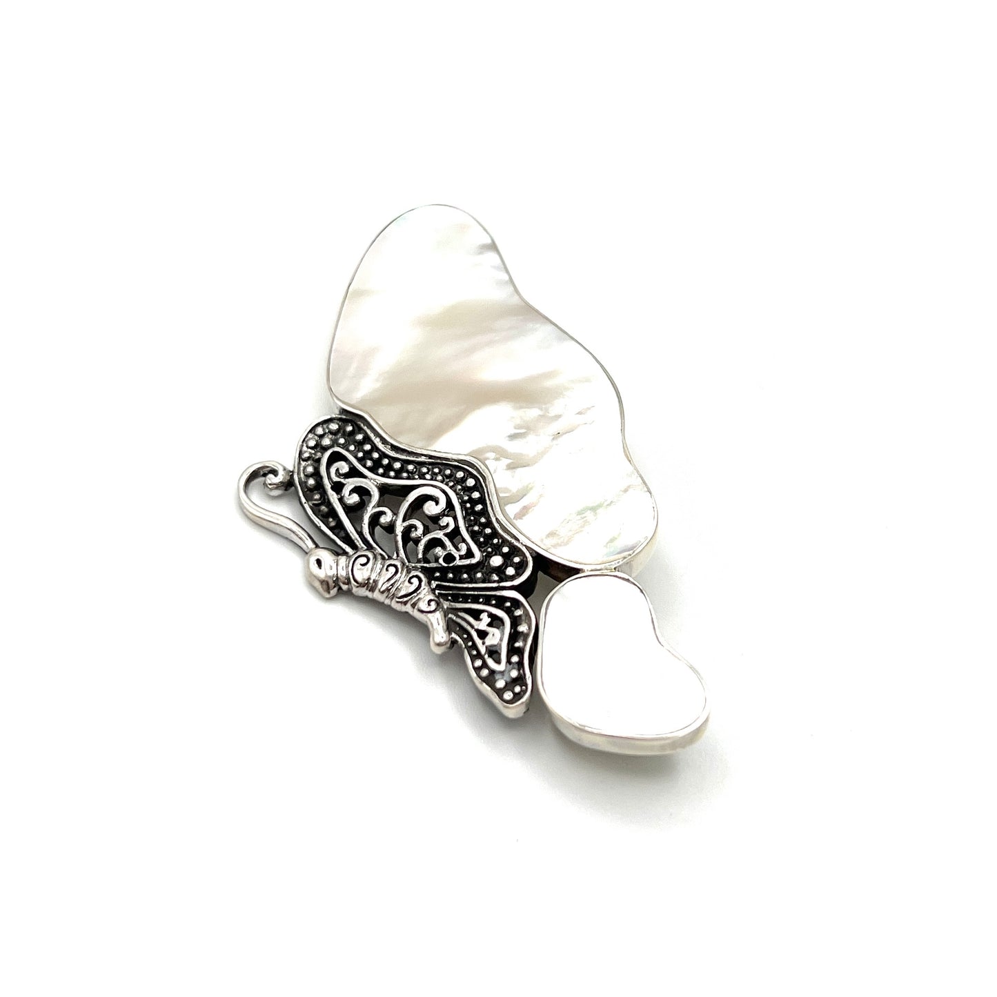 Sterling Silver Mother of Pearl Butterfly Pendant/Brooch