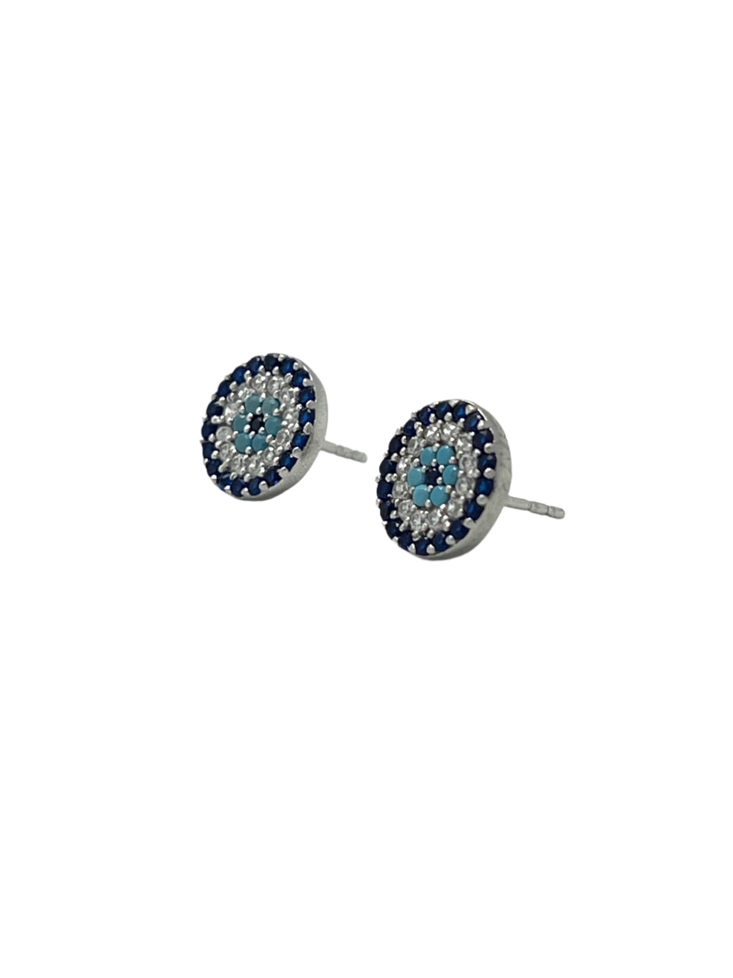 Silver Evil Eye Studs